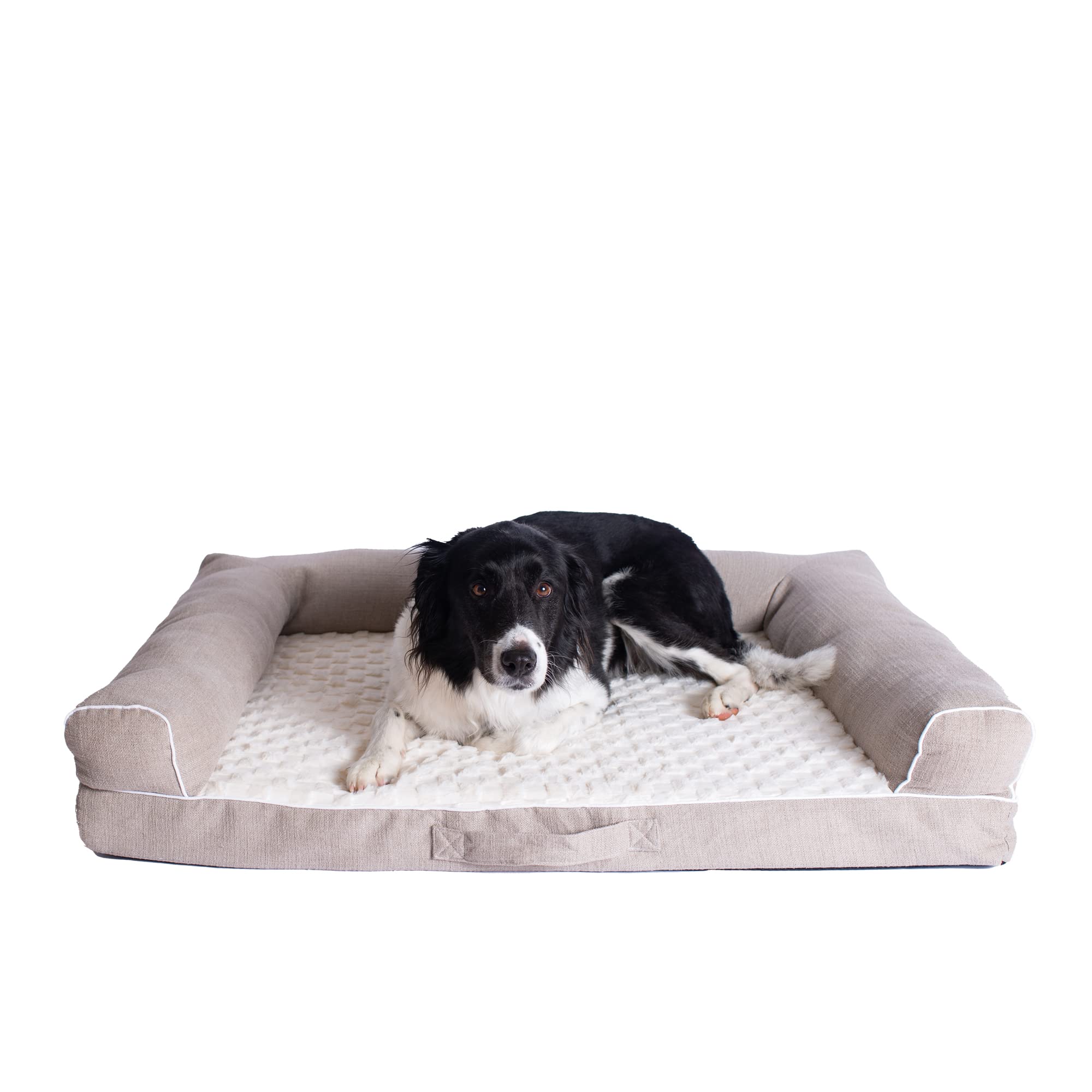 Armarkat Pet Bed Model D07B, Memory Foam, Beige and Ivory