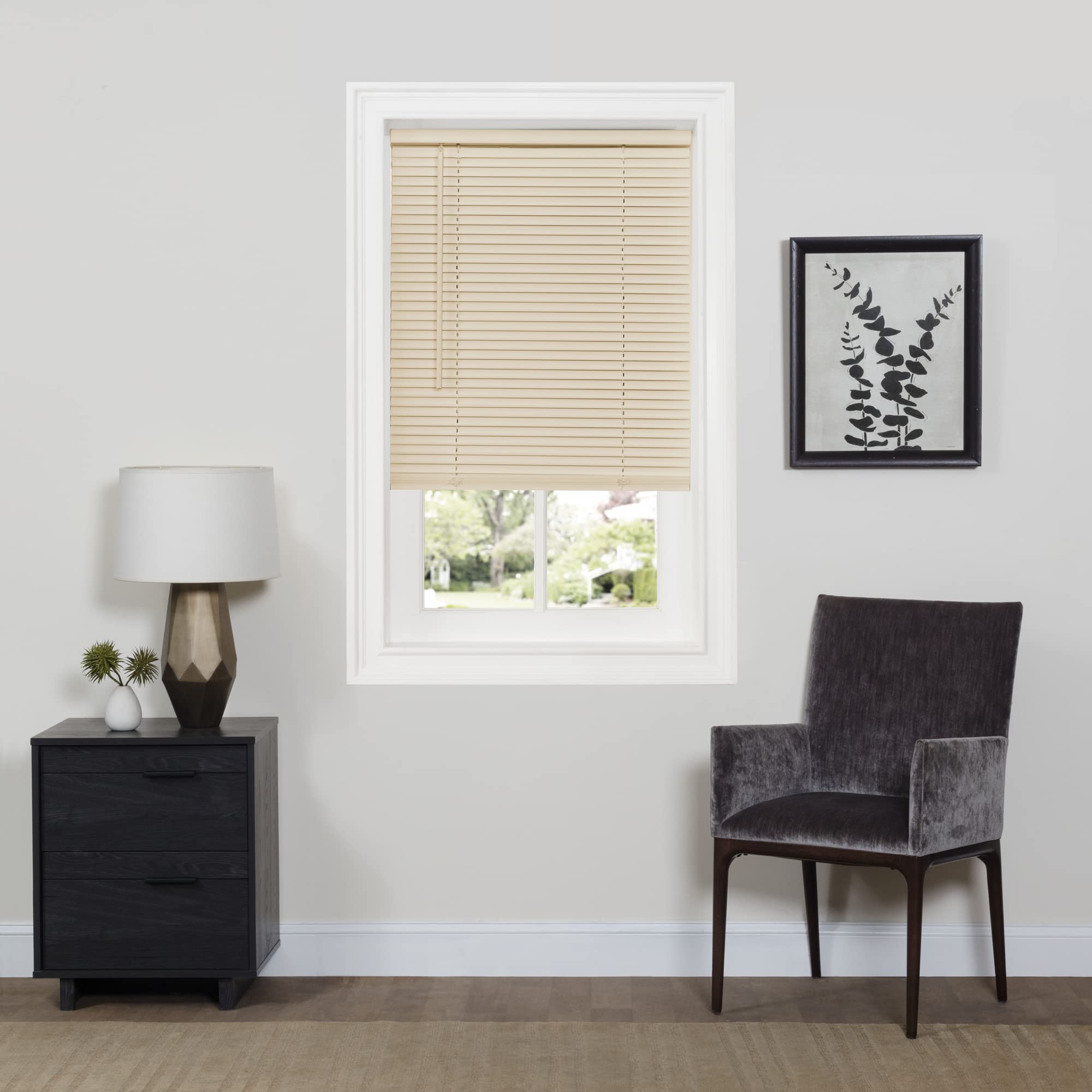 Cordless GII Deluxe Sundown 1 Room Darkening Mini Blind 43x64 Alabaster