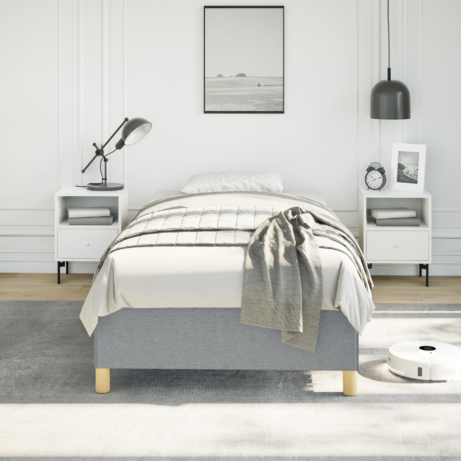 vidaXL Bed Frame Light Gray 39.4x79.9??Twin XL Fabric
