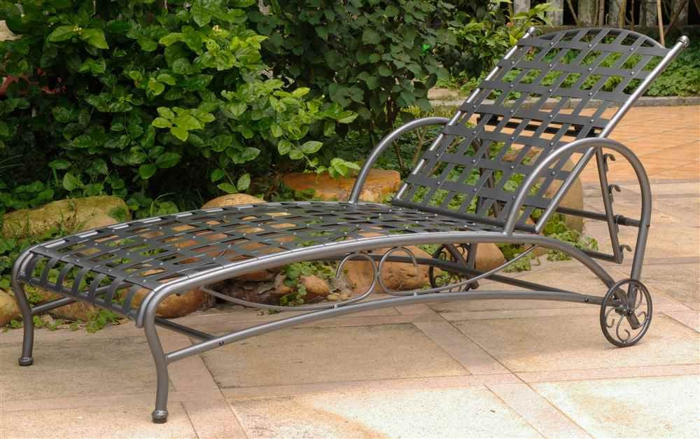 Santa Fe Nailhead Single Multi Position Chaise Lounge -Pewter