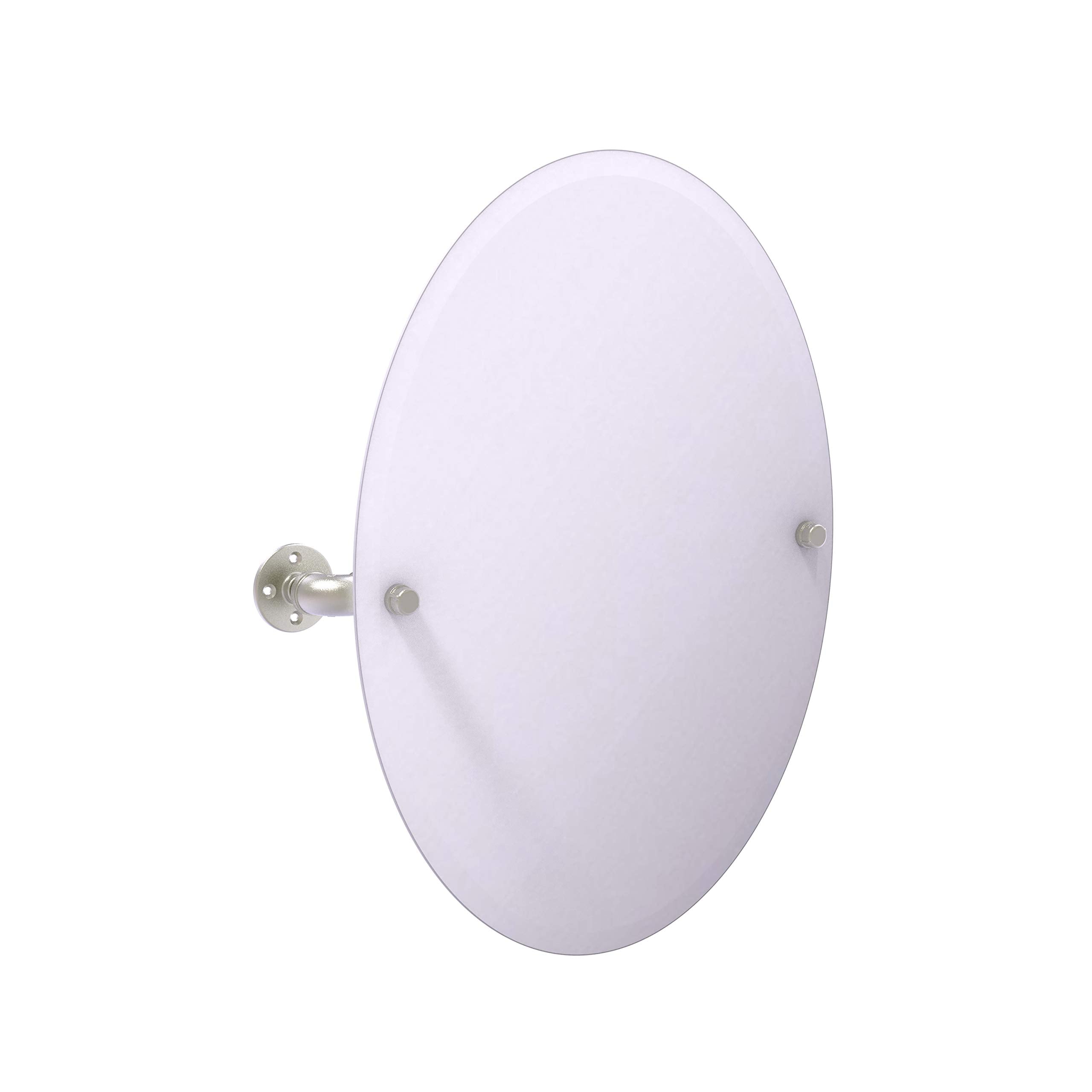 Pipeline Collection Frameless Oval Wall Mounted Tilt Mirror - Satin Nickel