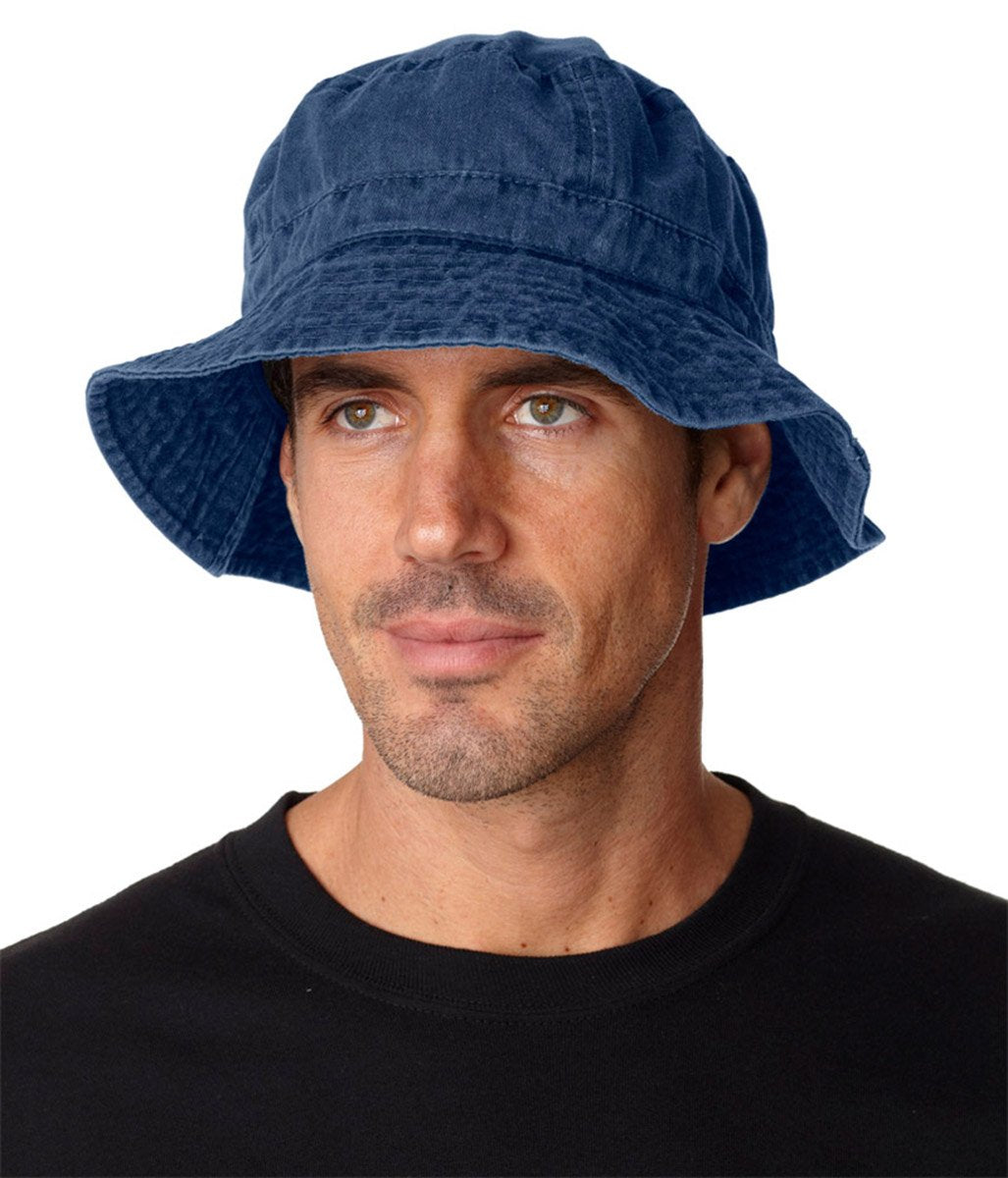 VA101 | VACATIONER- Pigment dyed, garment washed cotton twill, crushable bucket hat style. L-59 cm (7 3/8)- NAVY