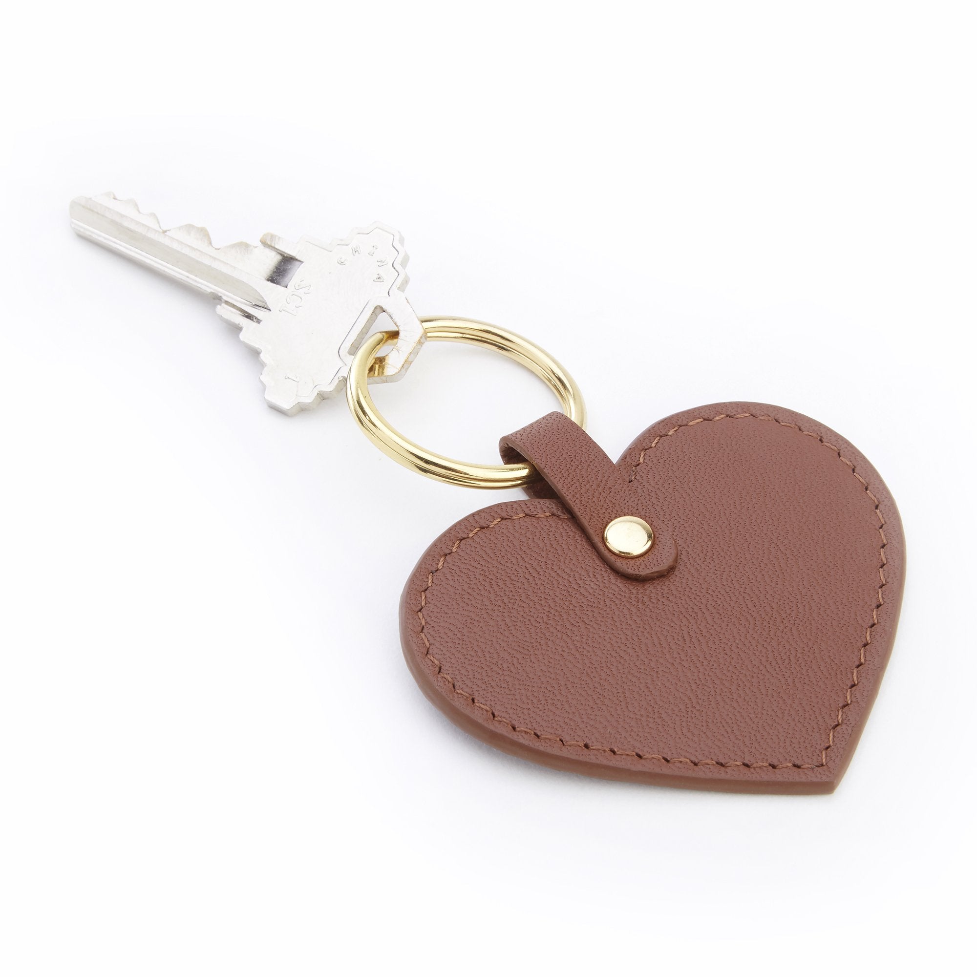 Heart Shaped Key Chain - Tan