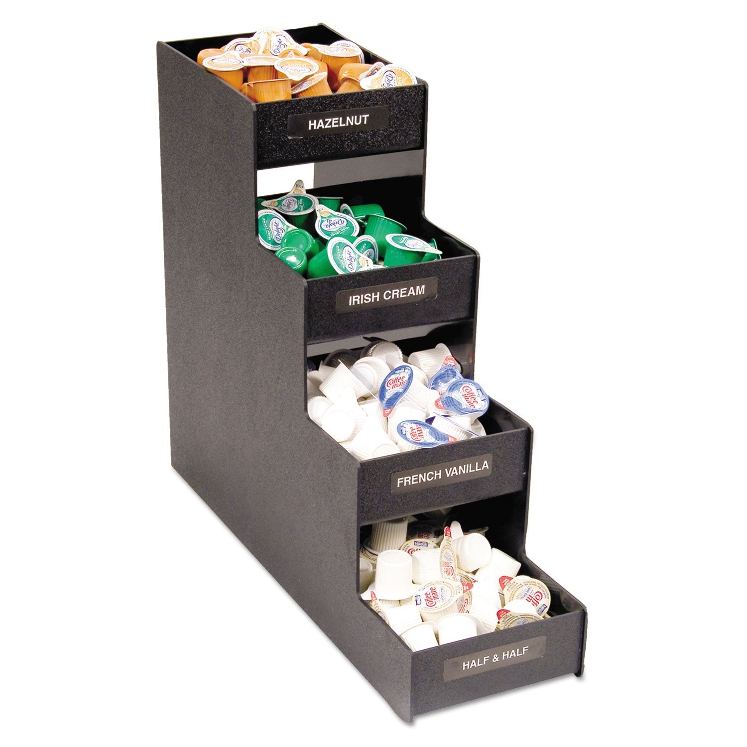 Narrow Condiment Organizer, 4 Shelves, 8 Compartments, Black