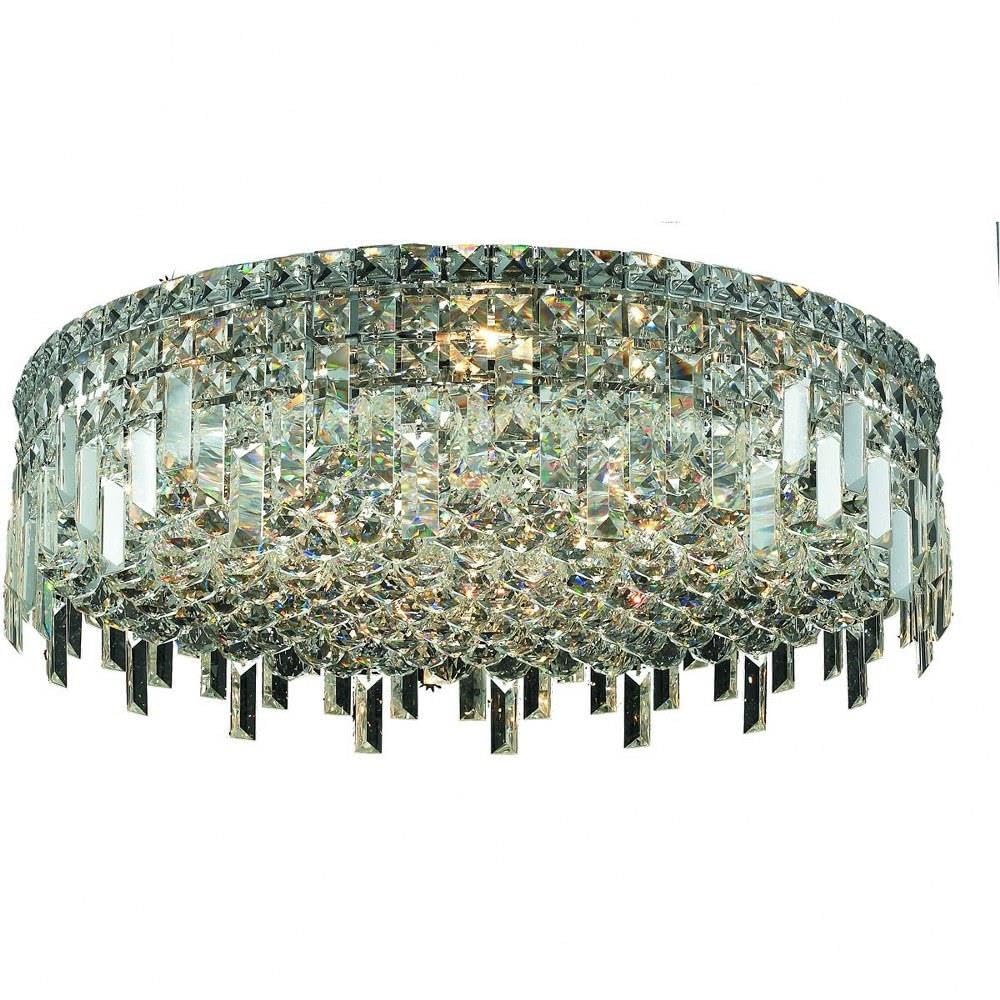 Maxime 9 light Chrome Flush Mount Clear Royal Cut Crystal