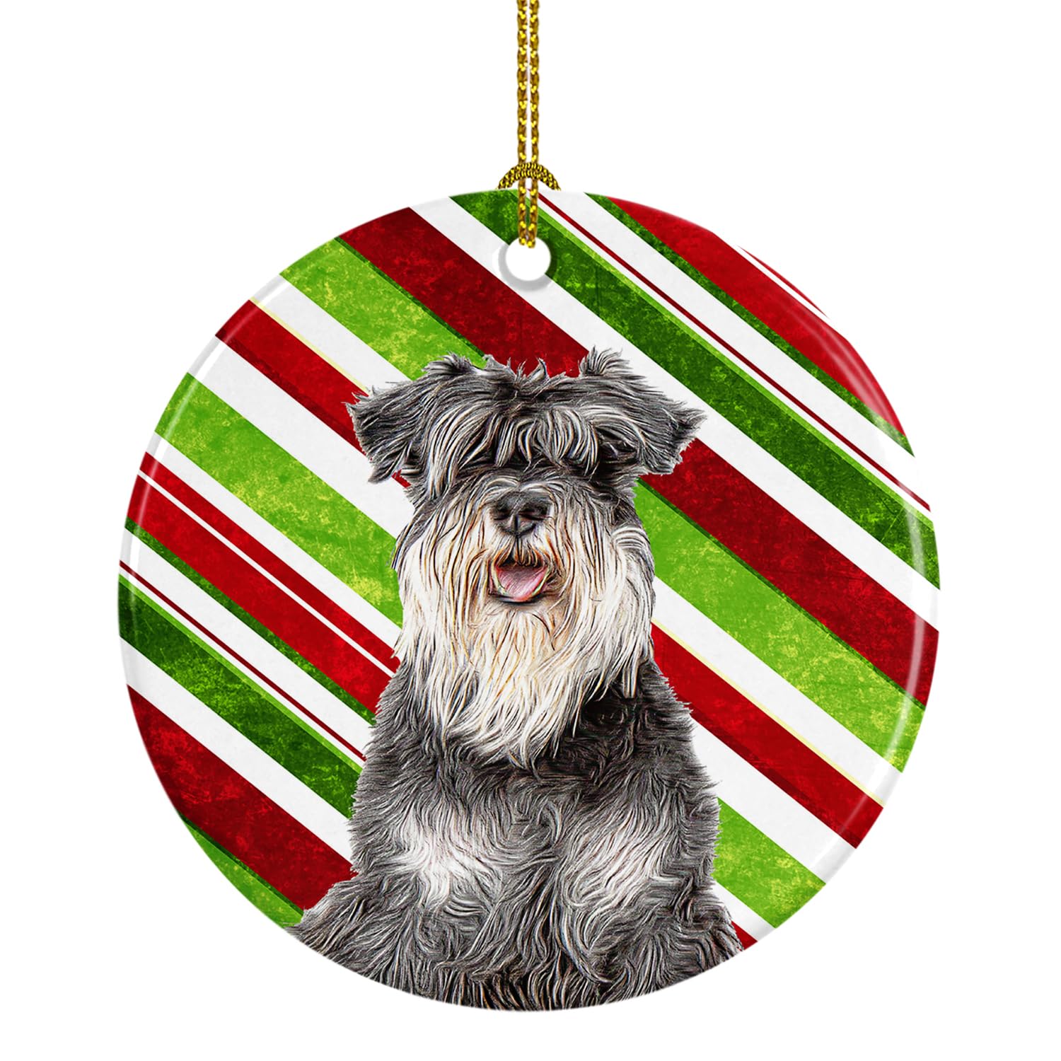 Candy Cane Holiday Christmas Schnauzer Ceramic Ornament KJ1171CO1