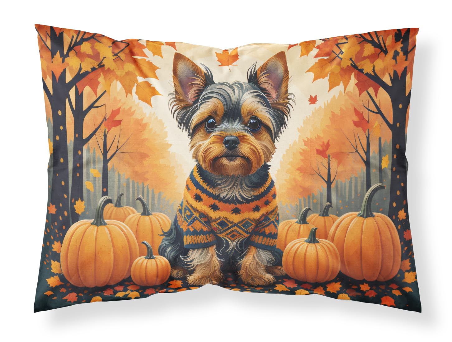 Carolines Treasures DAC1081PILLOWCASE Yorkshire Terrier Fall Fabric Standard Pillowcase Lightweight Super Soft Easy Care Decorative Artwork Pillowcase, Standard