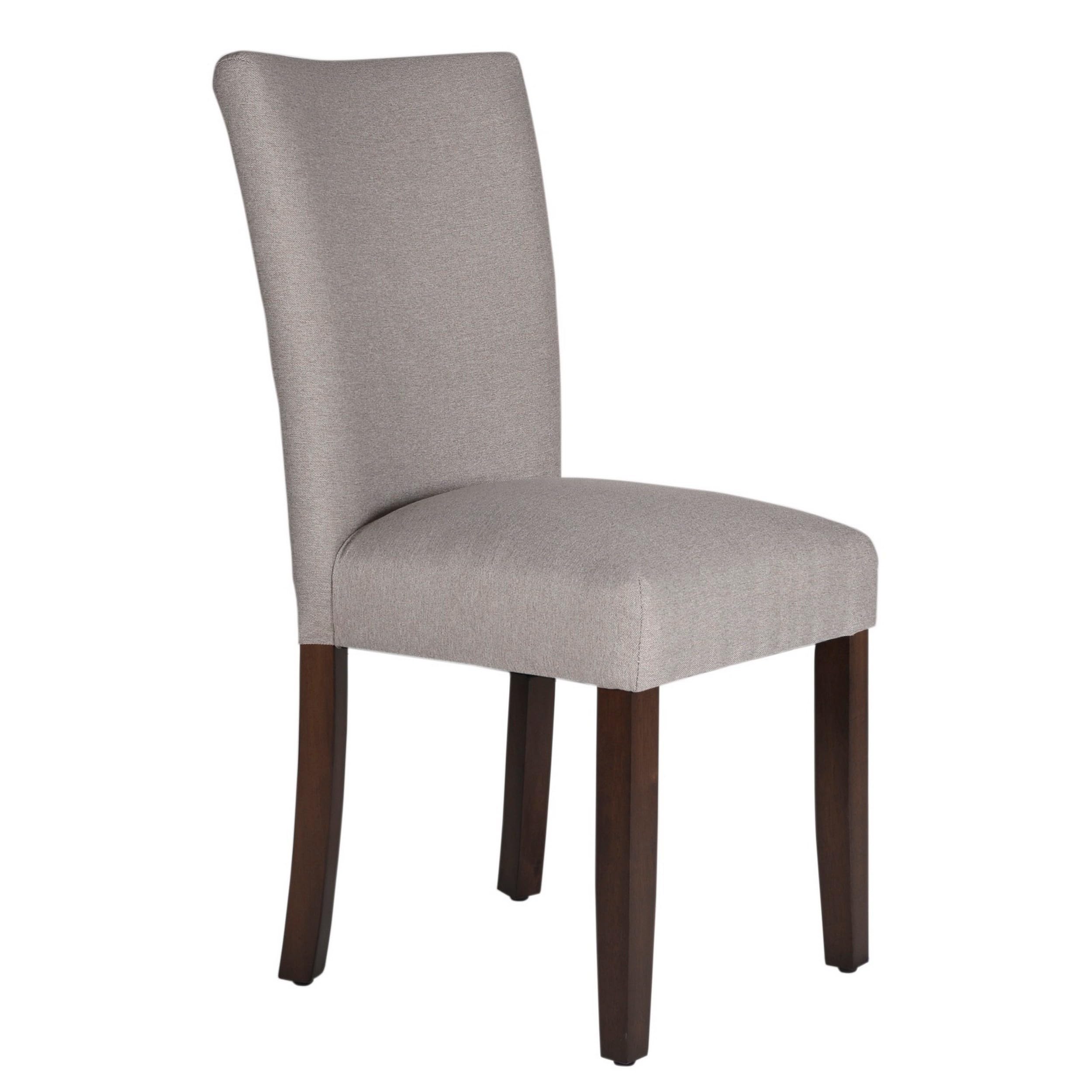 Fabric Upholstered Wooden Parson Dining Chair with Splayed Back, Gray and Brown