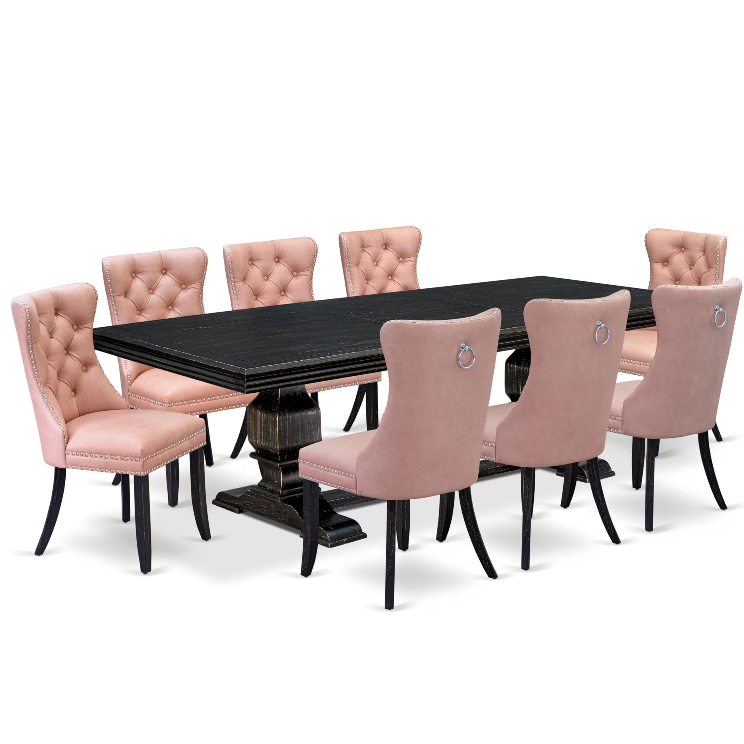 9 Pieces Dining Table Set a Rectangle Table and 8 Dining Chairs