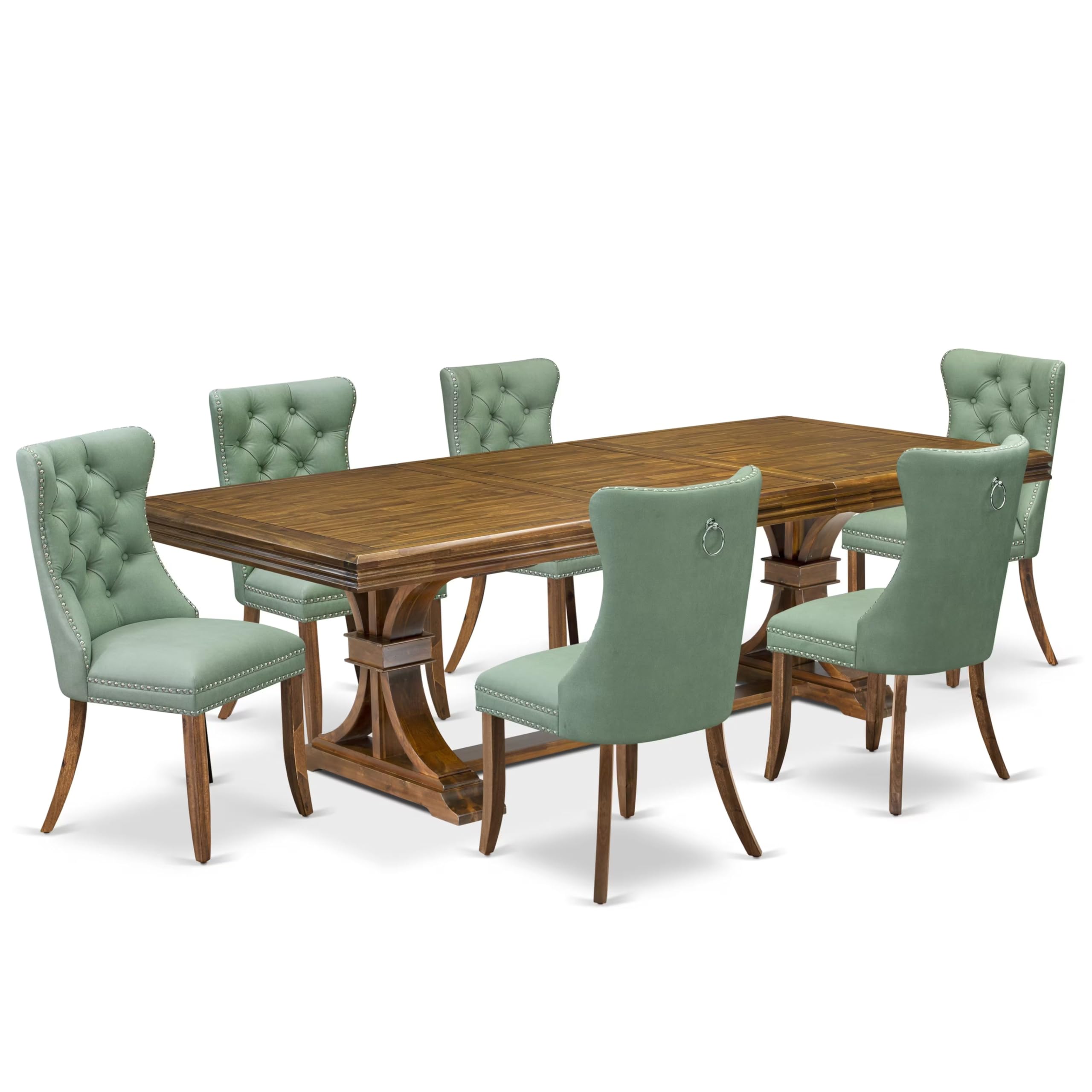 7 piece Dining Table Set consists of a Kitchen Table and 6 Dinner Chairs