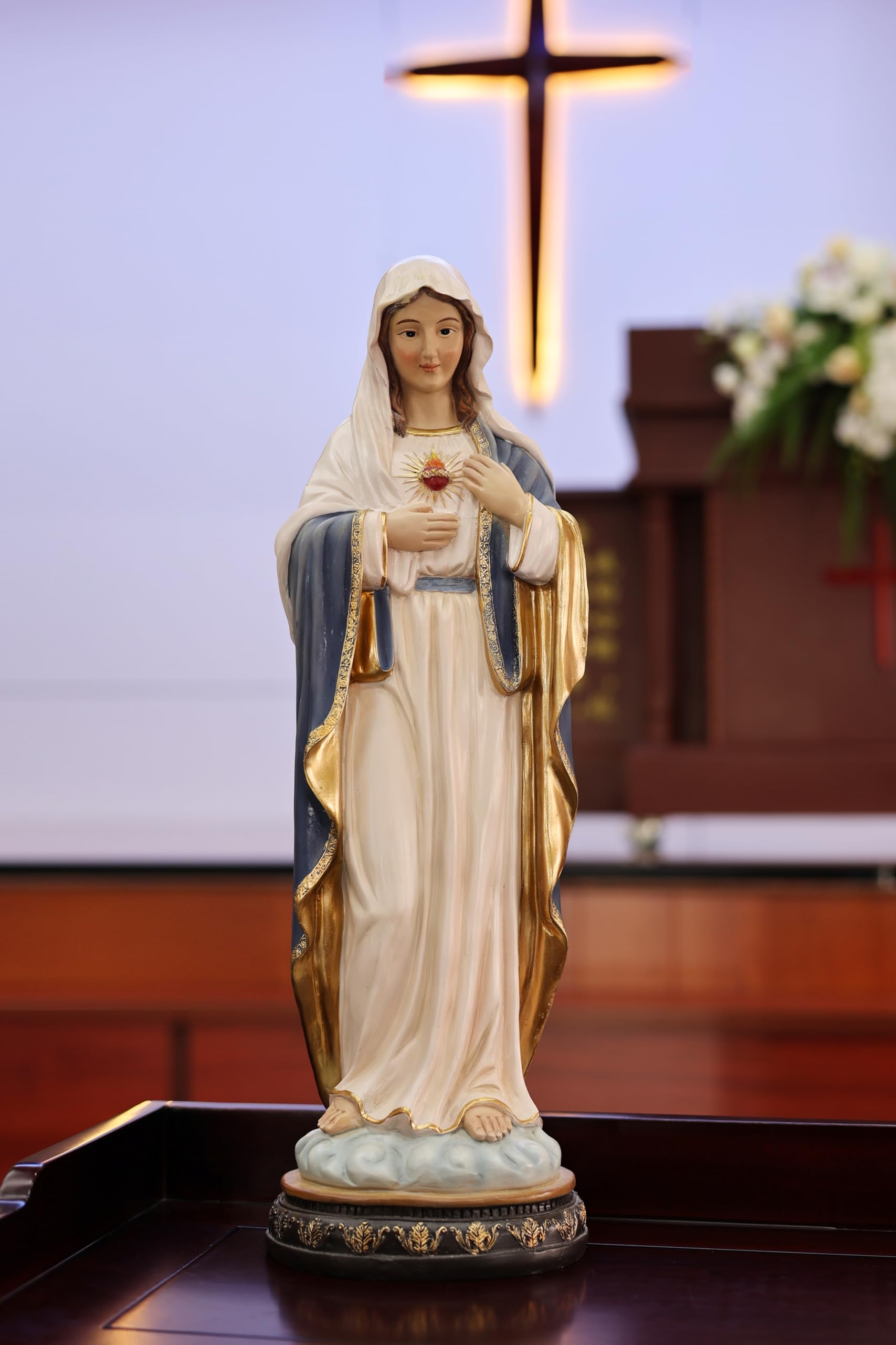 Hi-Line Gift Ltd 81719-24 24 in Sacred Heart Mary Statue Religious Decor Indoor/Outdoor