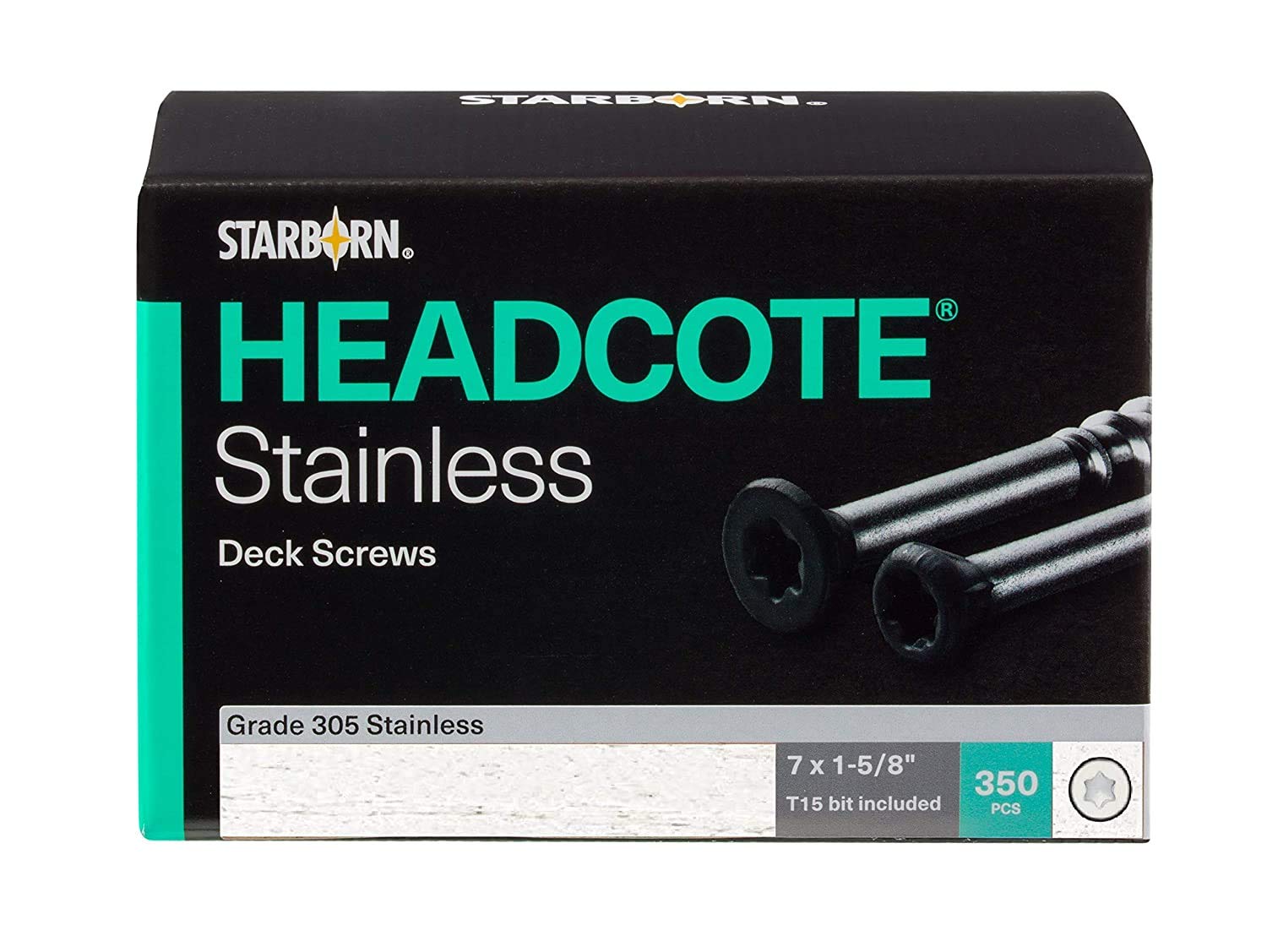 Headcote 7 X 1-5/8 - 39 White - Stainless Steel Trim Head Deck Screws - 350 Pc. Deck Pack For 100 Sq. Ft. Of Decking - Stx39T0