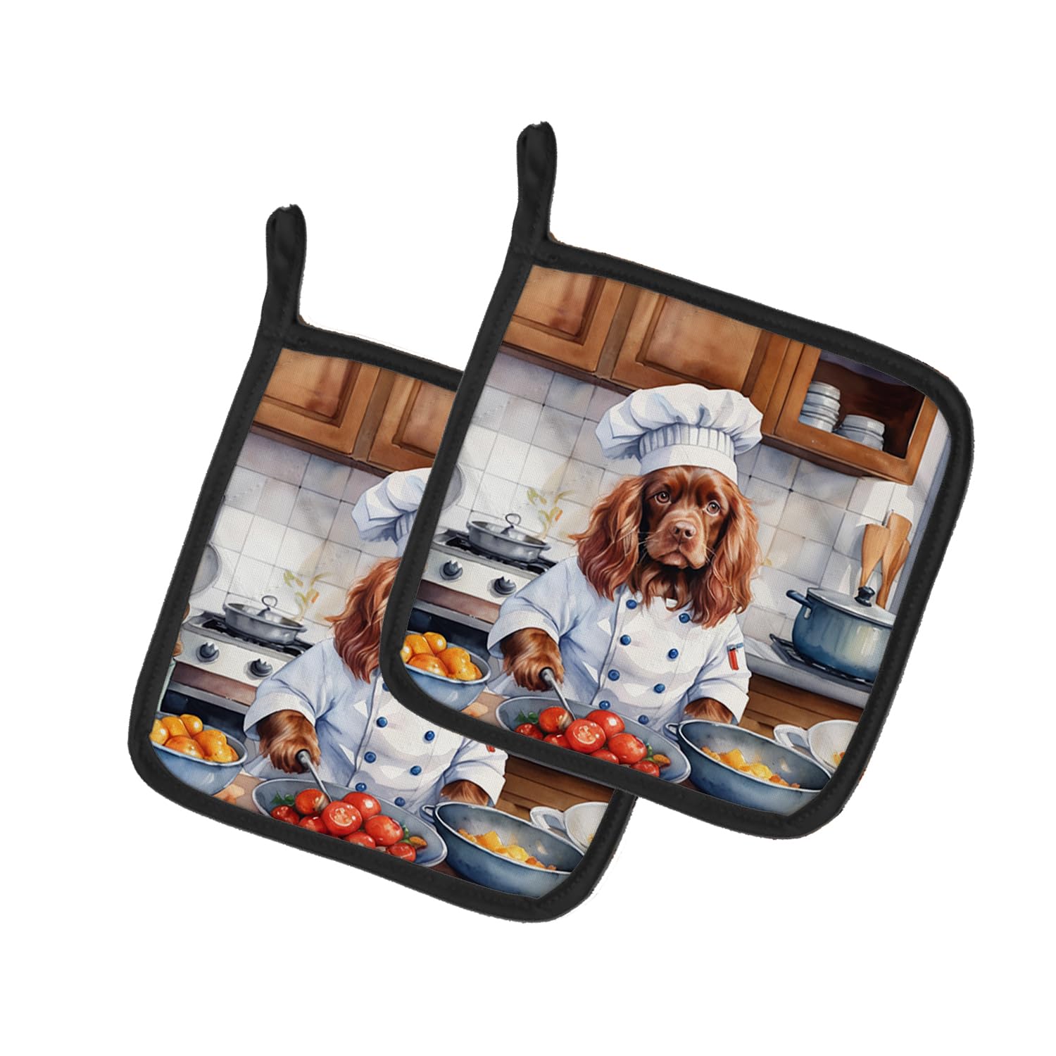 Sussex Spaniel The Chef Pair of Pot Holders