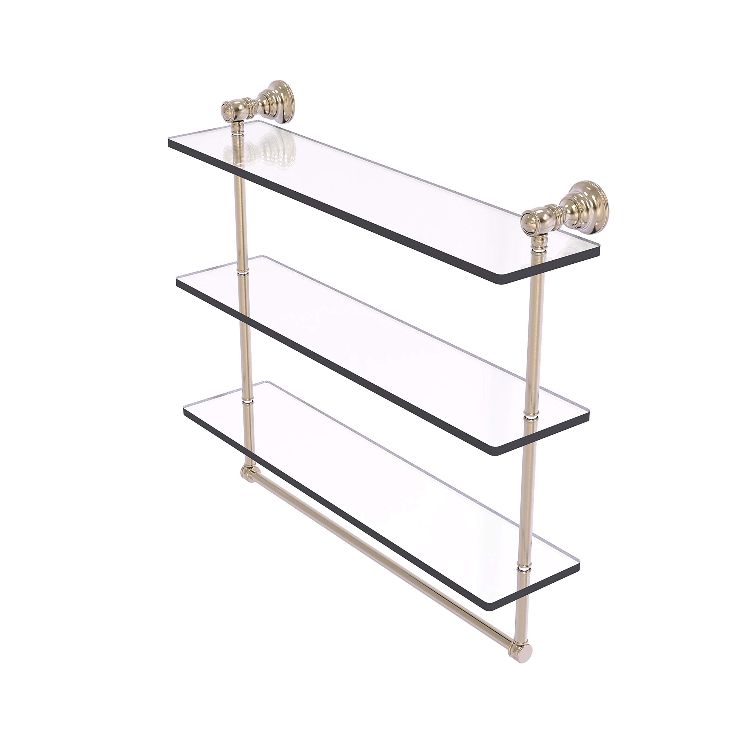 Carolina Collection 22 Inch Triple Glass Shelf with Towel Bar - Antique Pewter