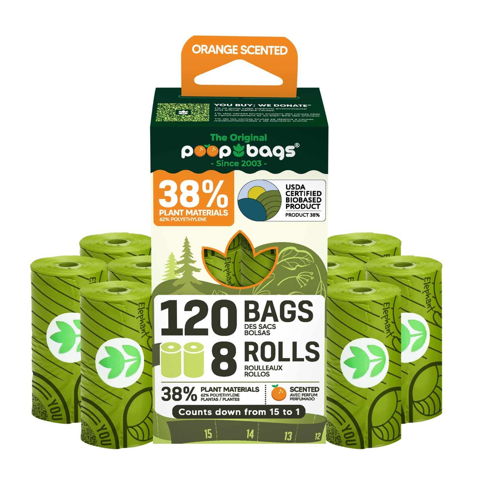 The Original Poop Bags Orange Scented USDA Biobased Rolls