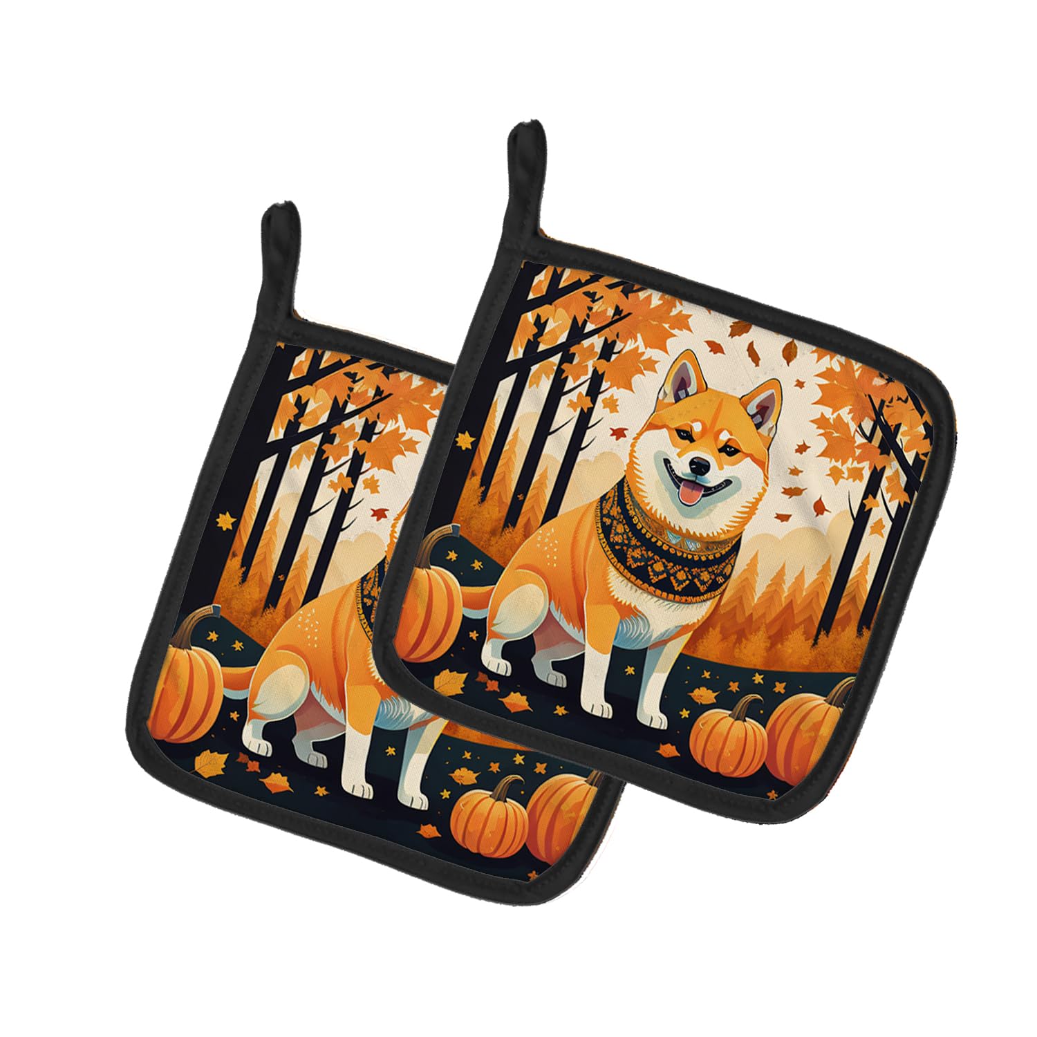 Shiba Inu Fall Pair of Pot Holders