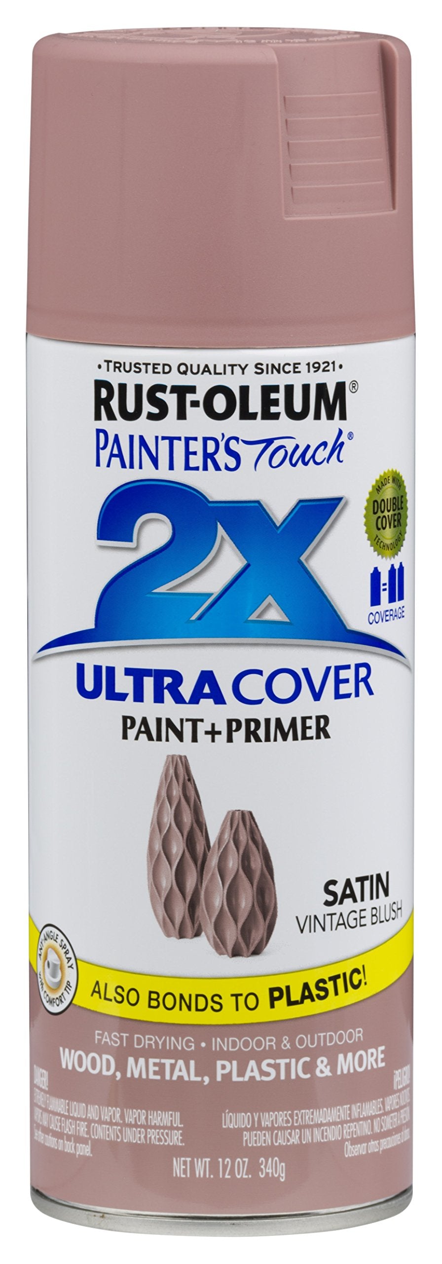 Rust-Oleum 299887 Painter'S Touch 2X Ultra Cover Spray Paint, 12 Oz, Satin Vintage Blush