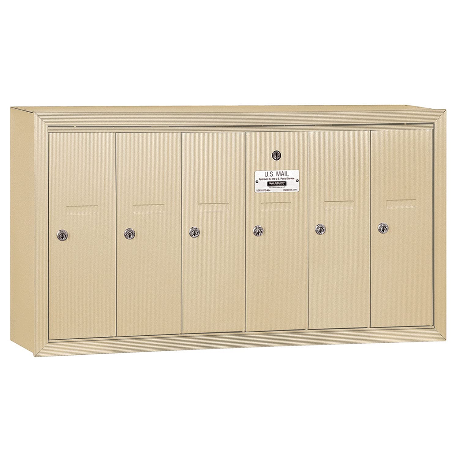 Vertical Mailbox (Includes Master Commercial Lock) - 6 Doors - Sandstone - Surface Mounted - Private Access