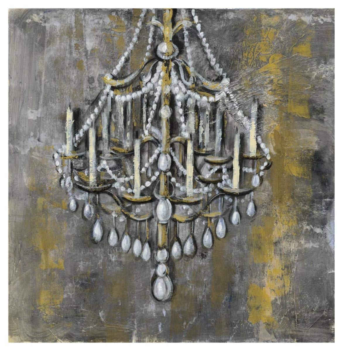 Vintage Chandelier I -Paper Art-42x42″