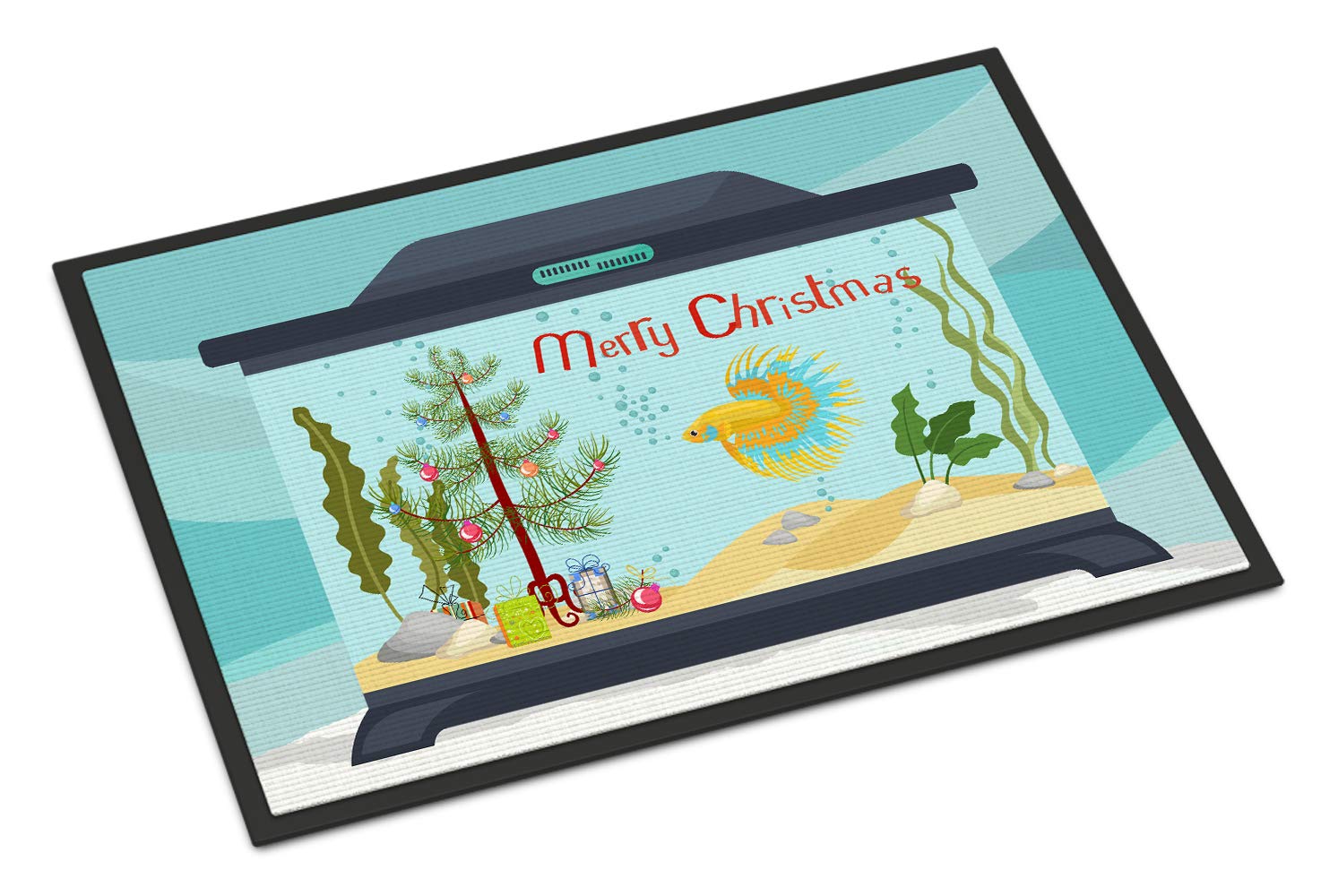 CrownTail Betta Merry Christmas Indoor or Outdoor Mat 18x27