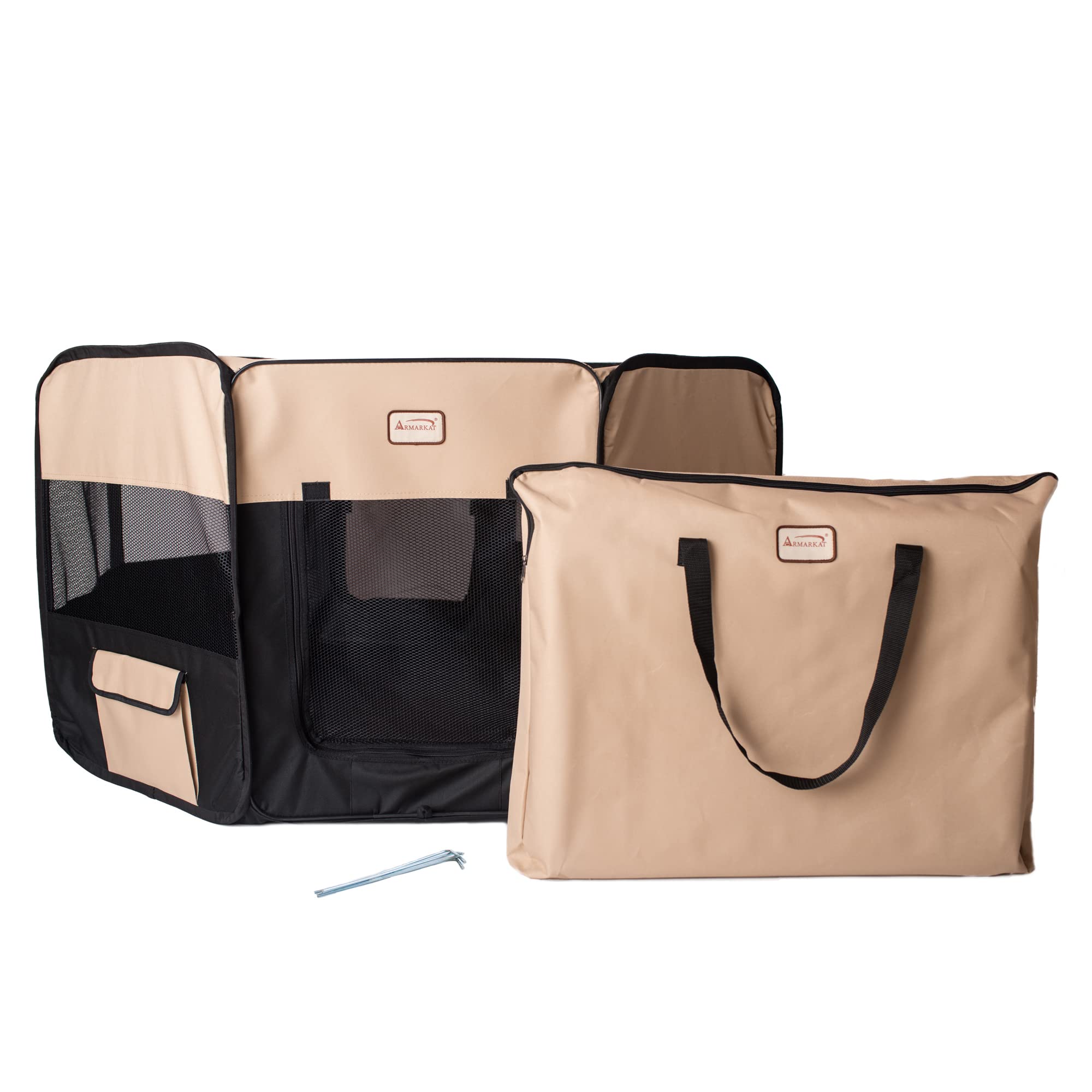 Armarkat Model PP003BGE-XL Portable Pet Playpen in Black and Beige Combo