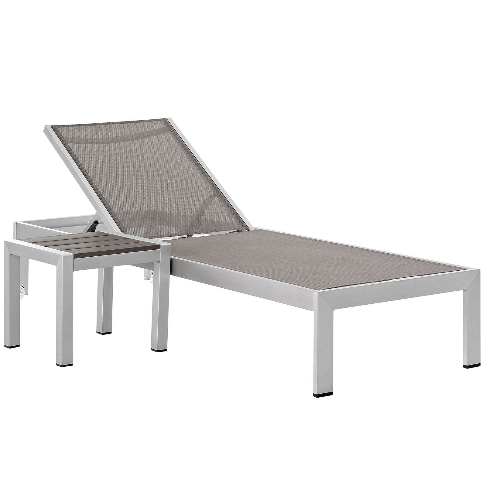 Shore 3 Piece Outdoor Patio Aluminum Set - Silver Gray