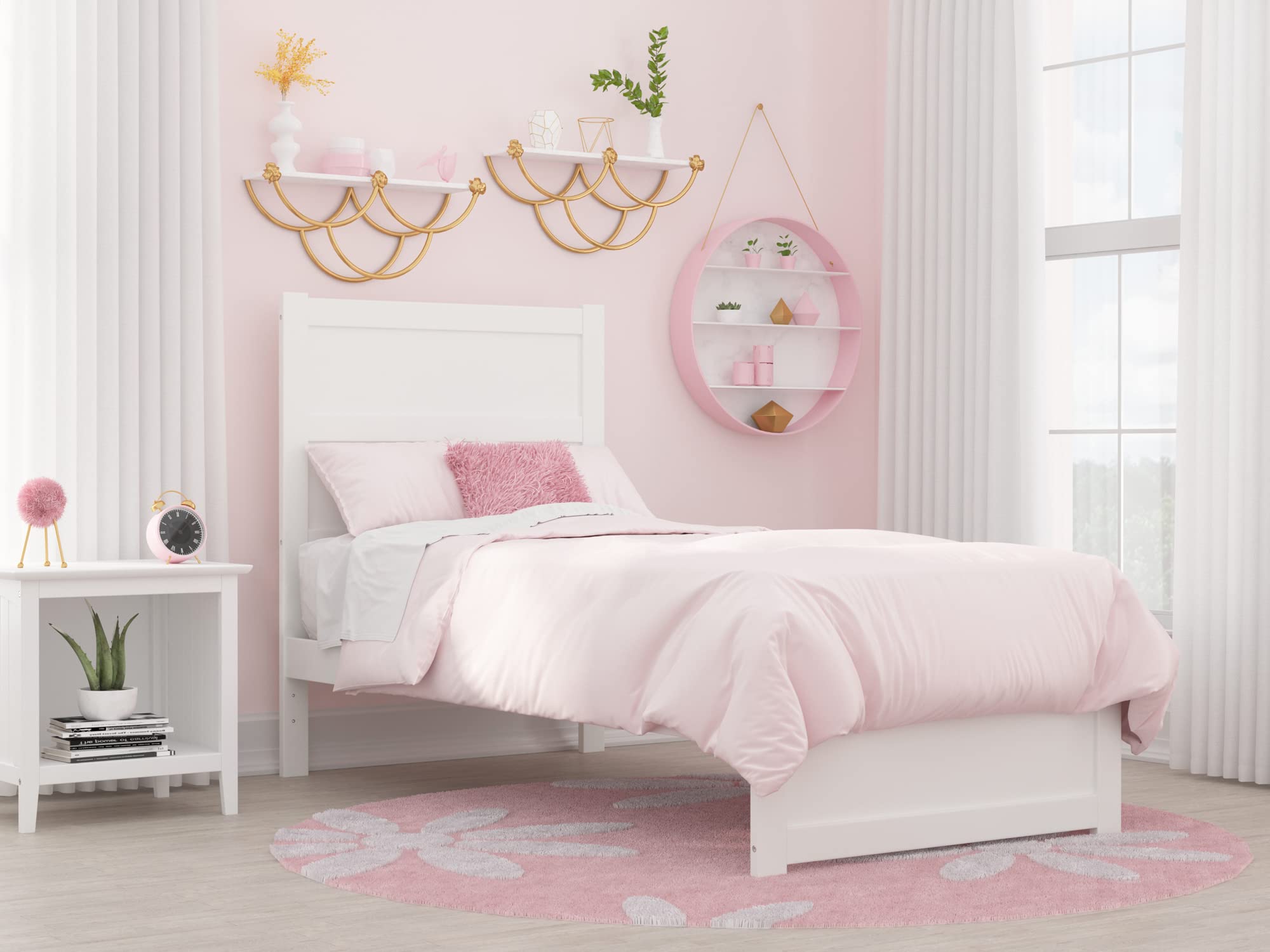 NoHo Twin Platform Bed with Matching Footboard in White