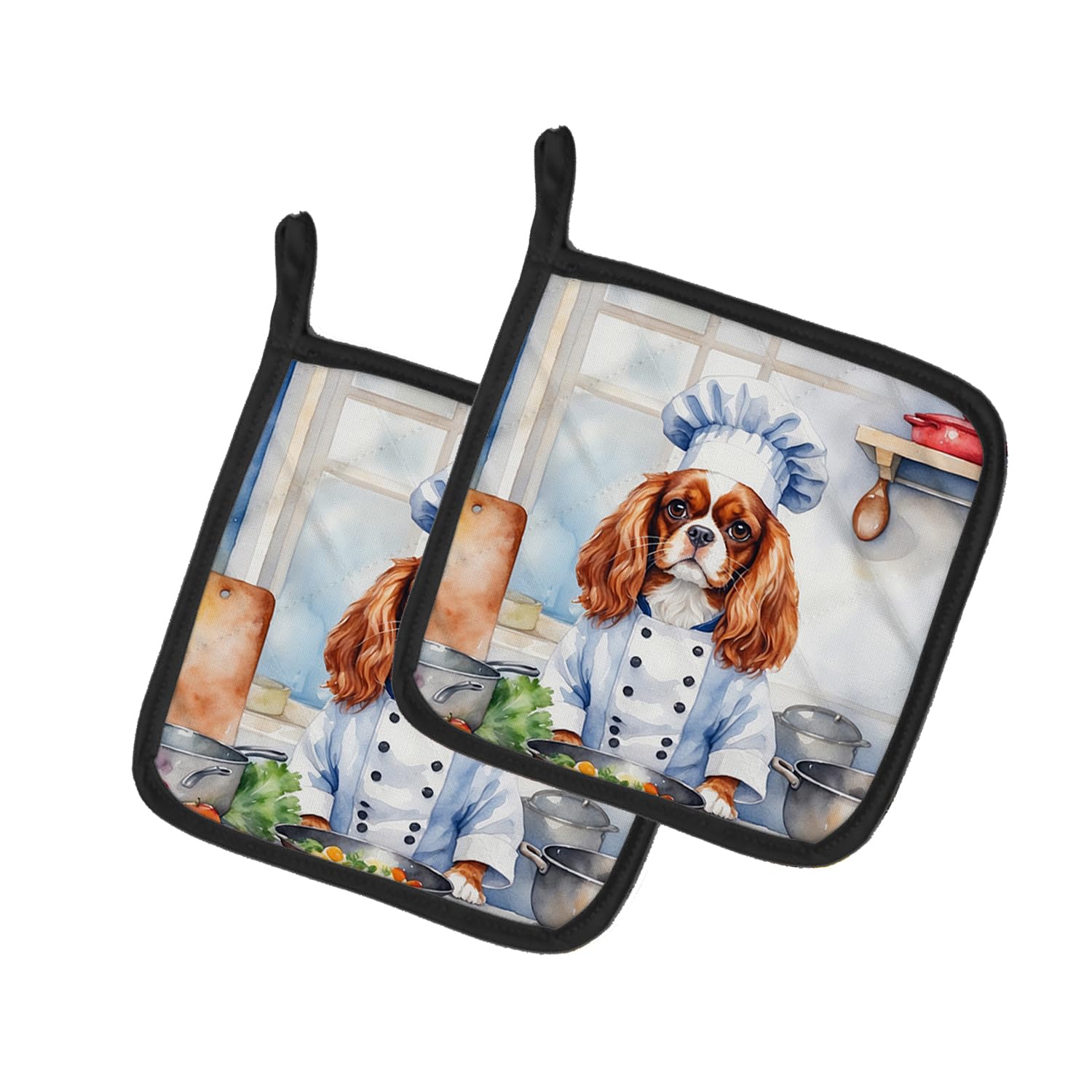 Cavalier Spaniel The Chef Pair of Pot Holders