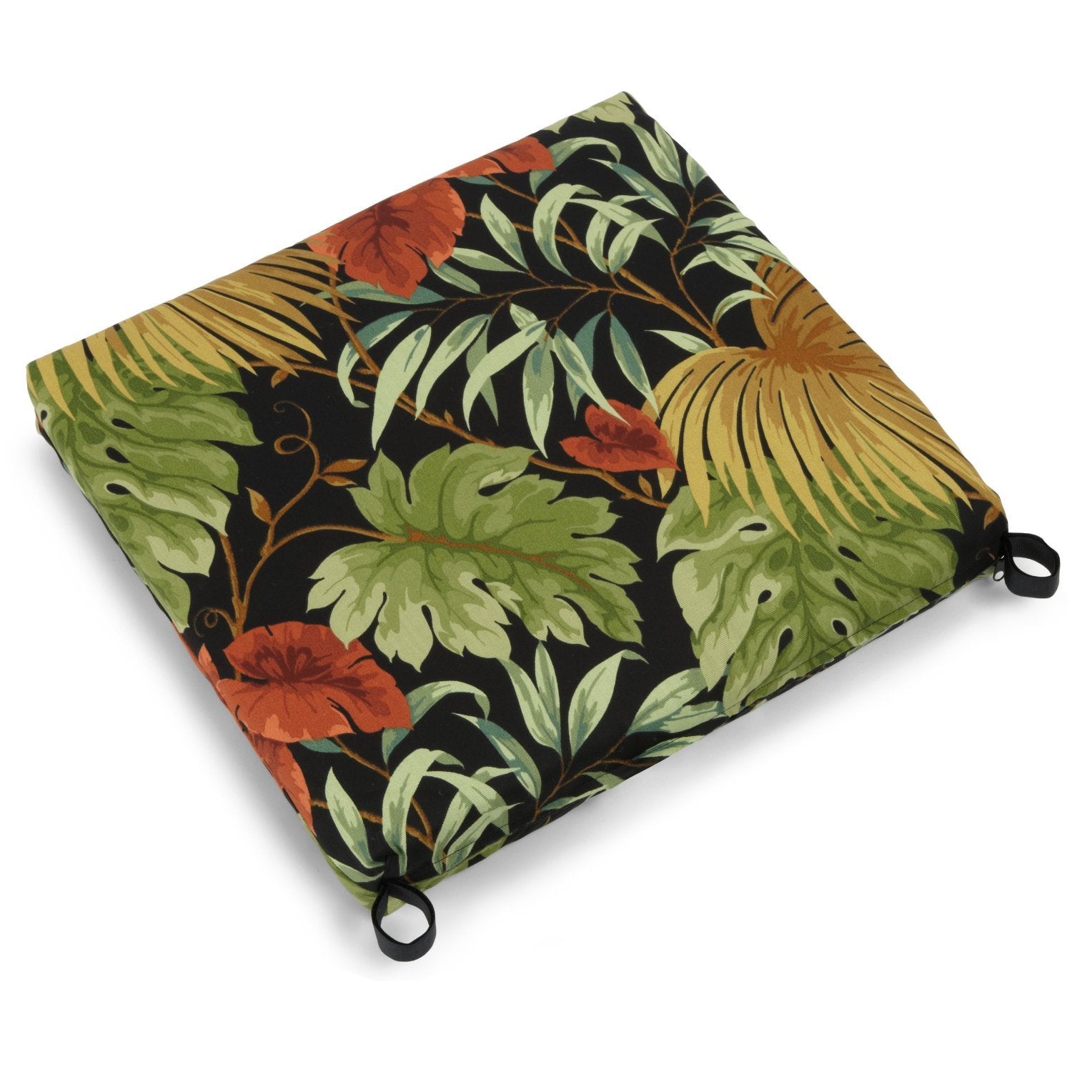 20-inch by 19-inch Spun Polyester Chair Cushion  - Tropique Raven