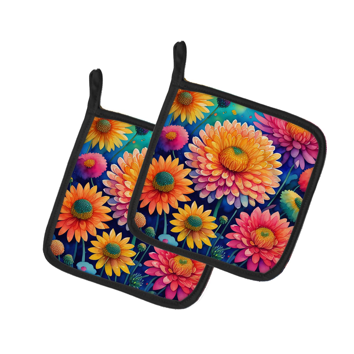 Colorful Chrysanthemums Pair of Pot Holders