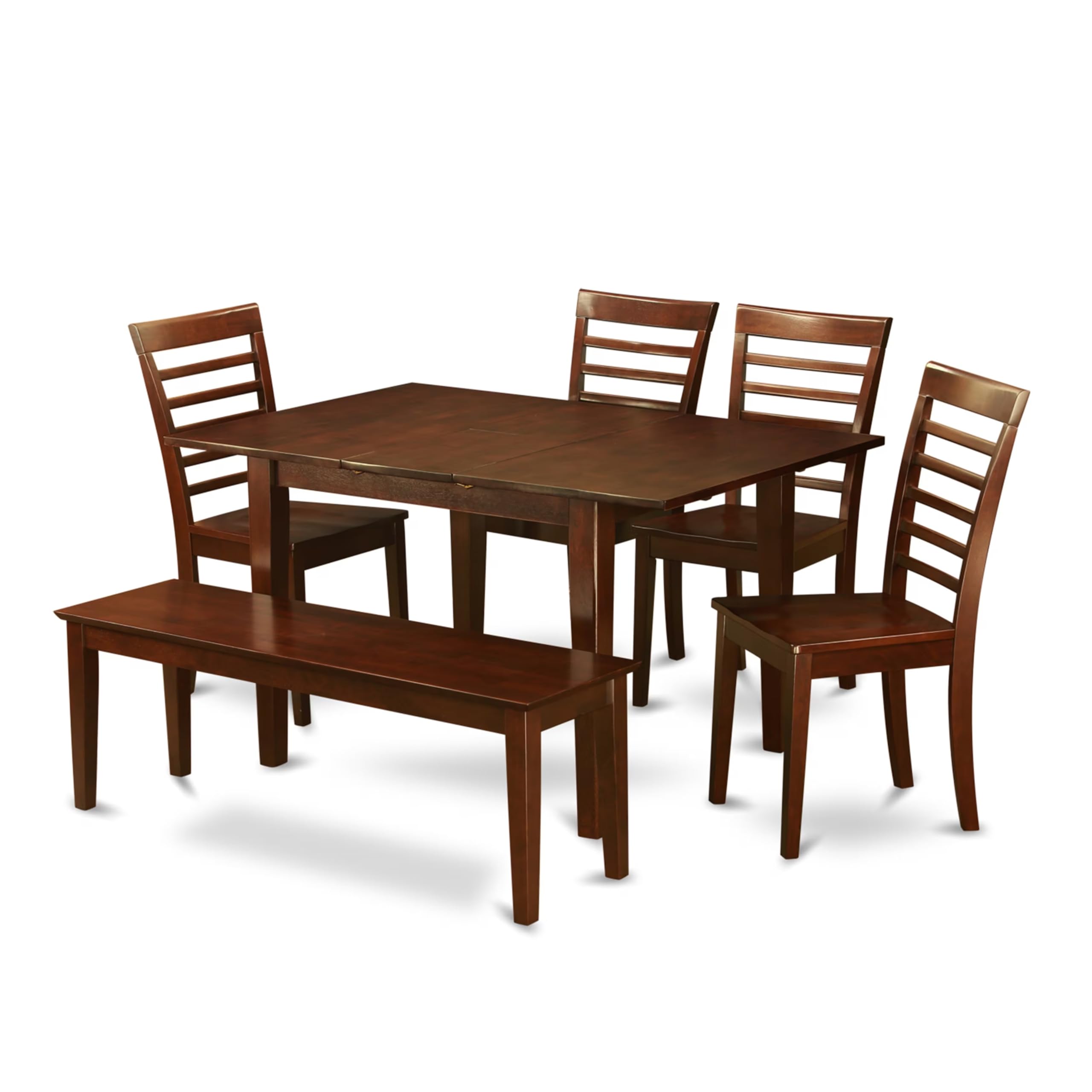 6  Pc  Dining  room  set  with  bench  -Table  with  4  Chairs  and  Dining  Bench