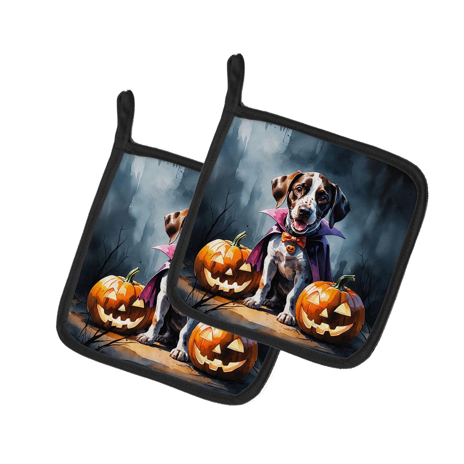 Carolines Treasures German Shorthaired Pointer Puppy Halloween Pair of Pot Holders Kitchen Heat Resistant Pot Holders Sets Oven Hot Pads for Cooking Baking BBQ, 7 1/2 x 7 1/2
