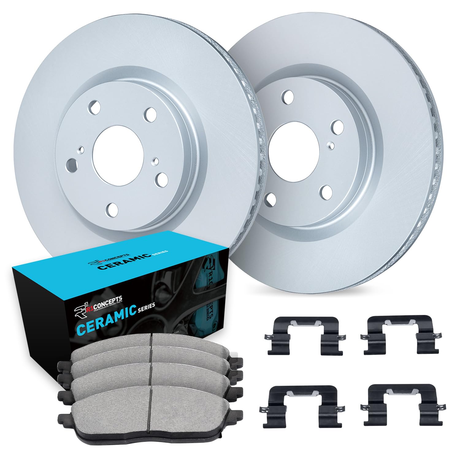 R1 Concepts Carbon Coated Disc Brake Rotor Set with Ceramic Pads and Hardware WDWH1-67053