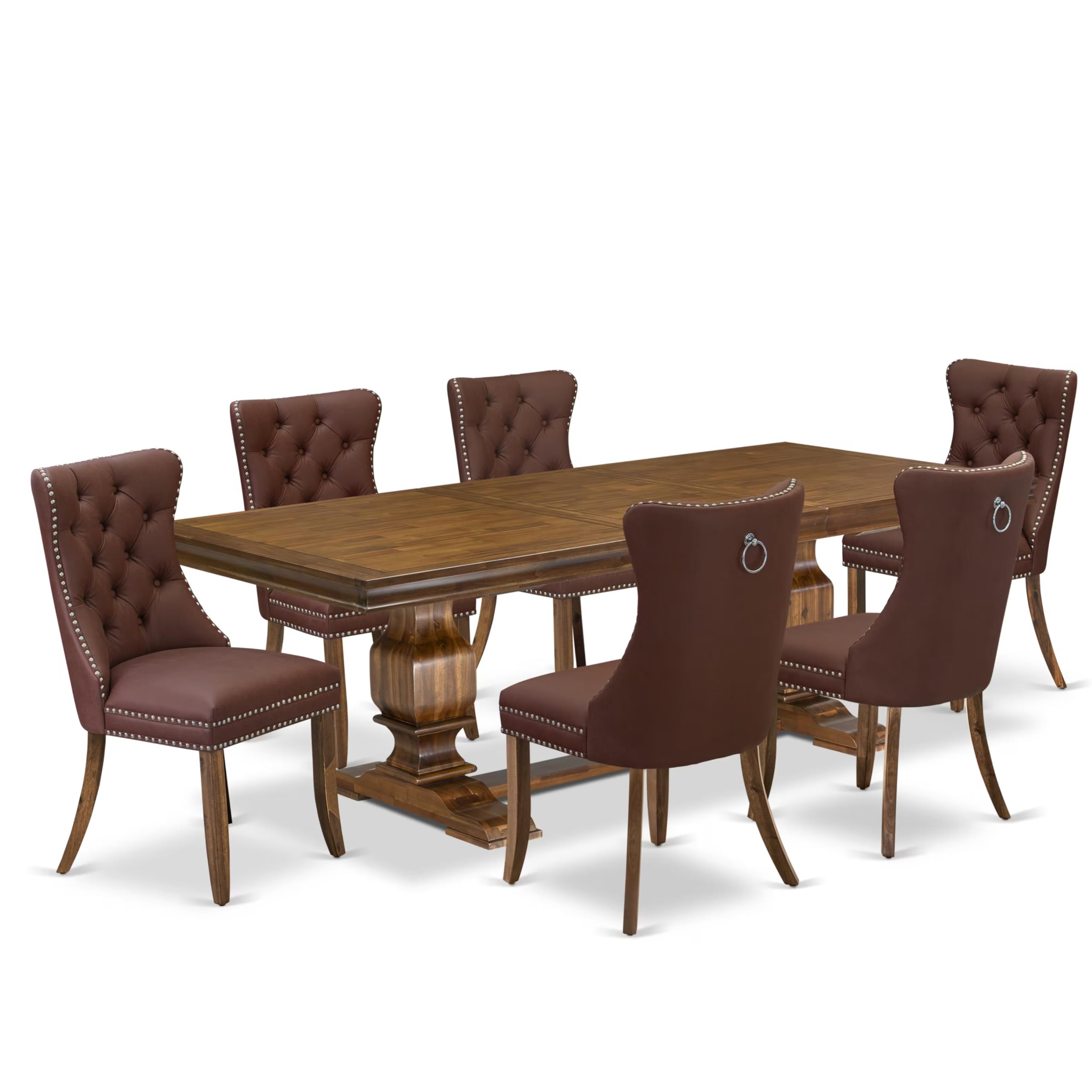 7 piece Modern Dining Table Set of a Kitchen Table and 6 Dinner Chairs
