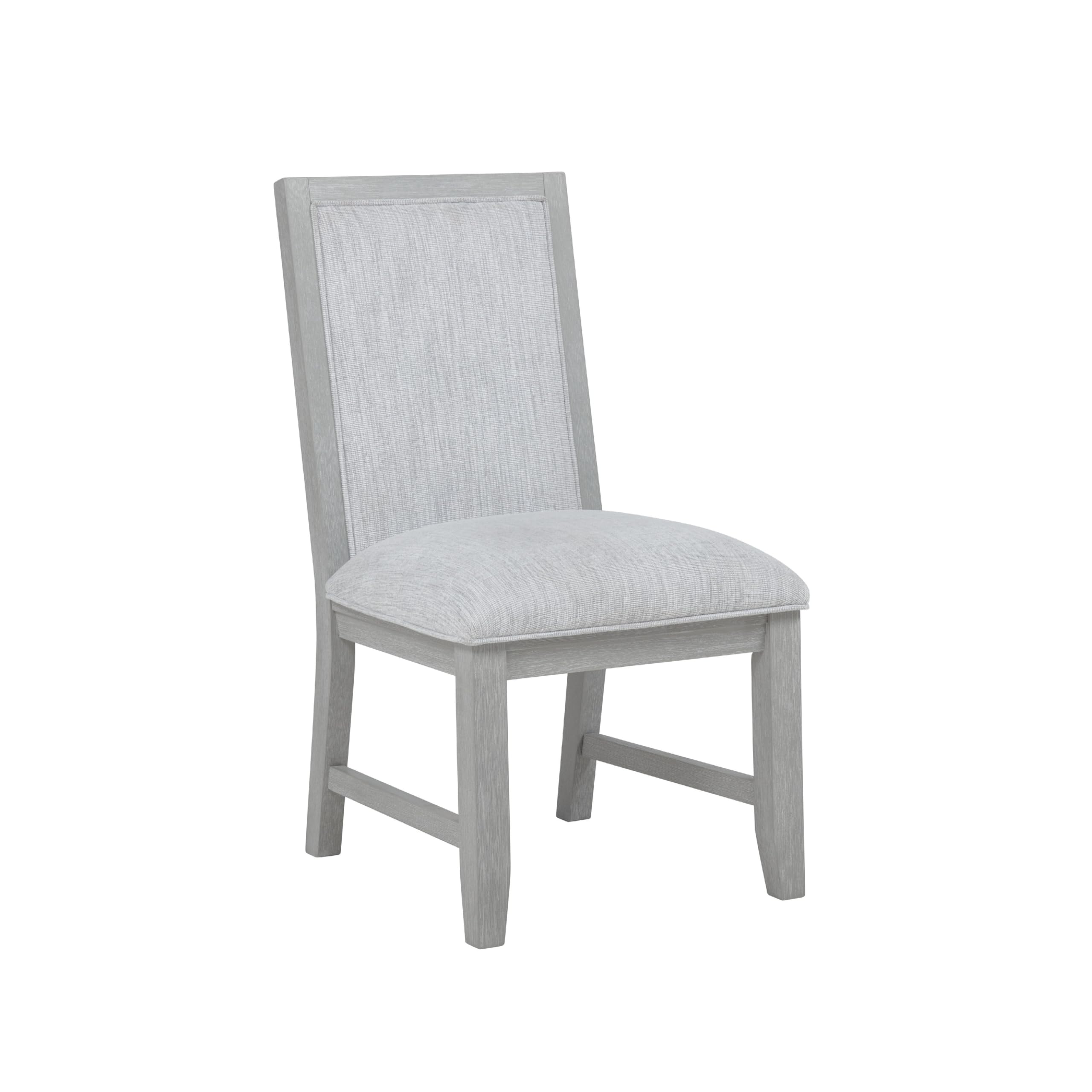 Ion Dining Side Chair Set of 2, Mist Gray Polyester & Solid Rubberwood