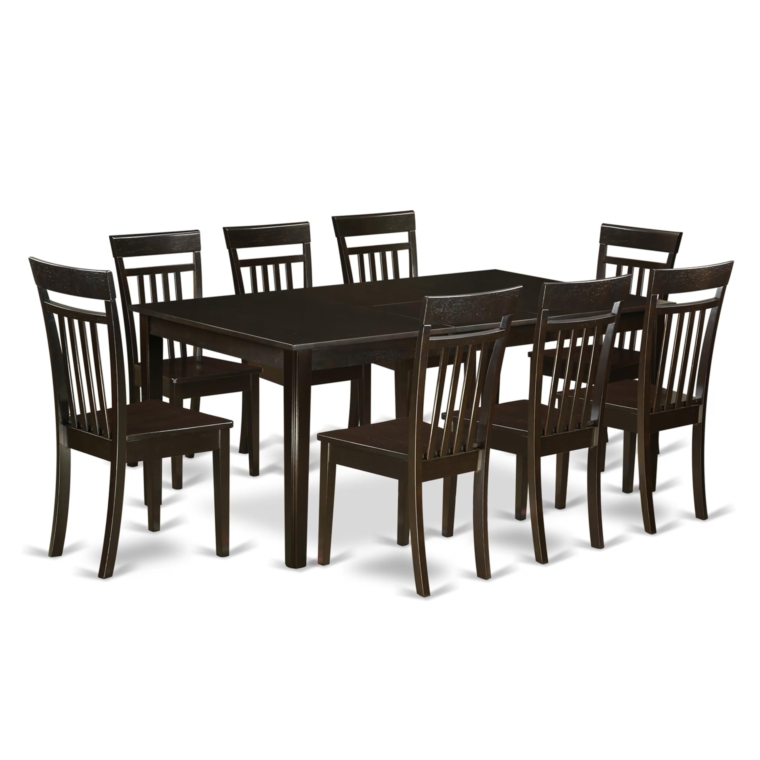 HECA9-CAP-W 9 Pc Dining room set-Dining Table with Leaf plus 8 Dining Chairs.