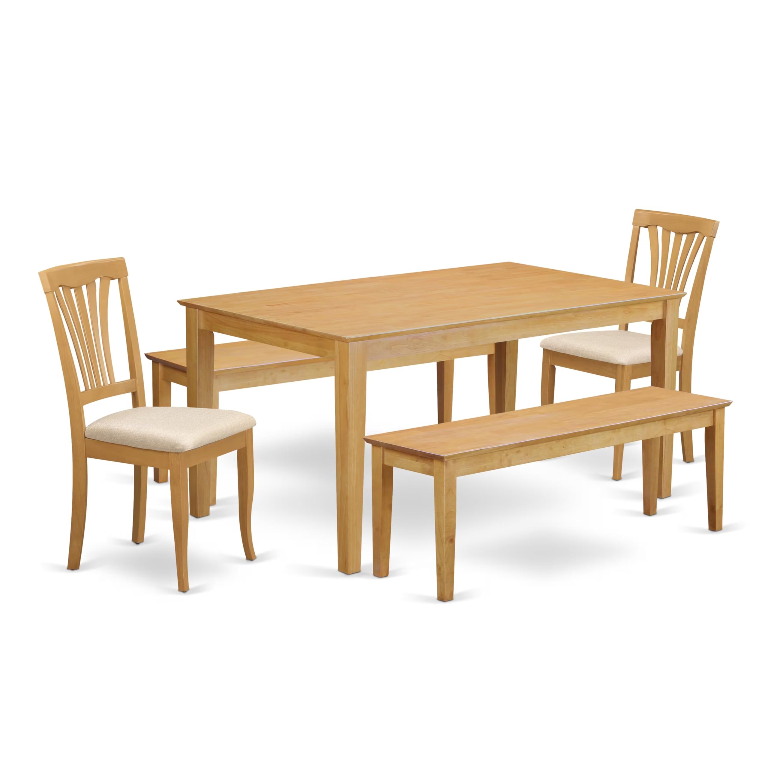 CAAV5C-OAK-C 5 PcKitchen Table set - Table and 2 Dining Chairs combined with 2 benches
