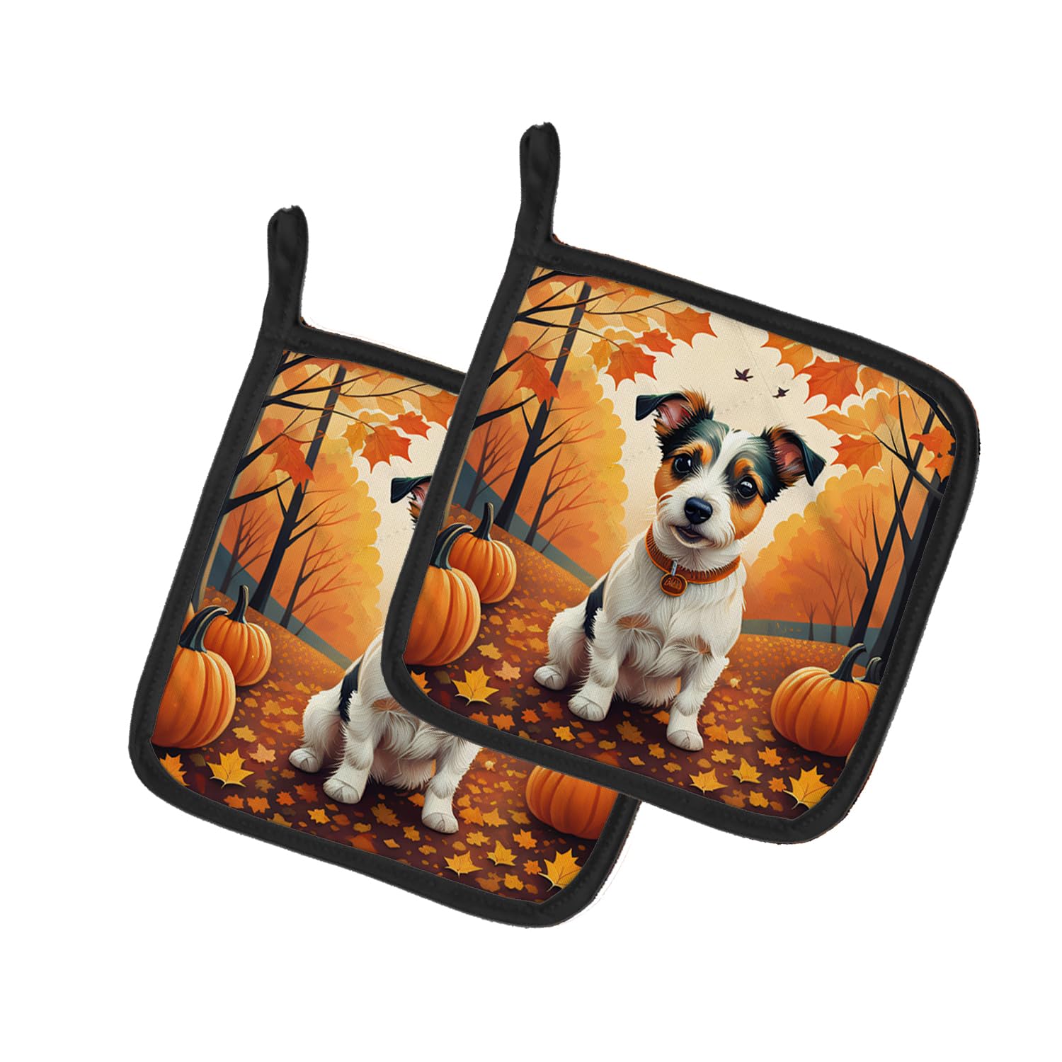 Jack Russell Terrier Fall Pair of Pot Holders
