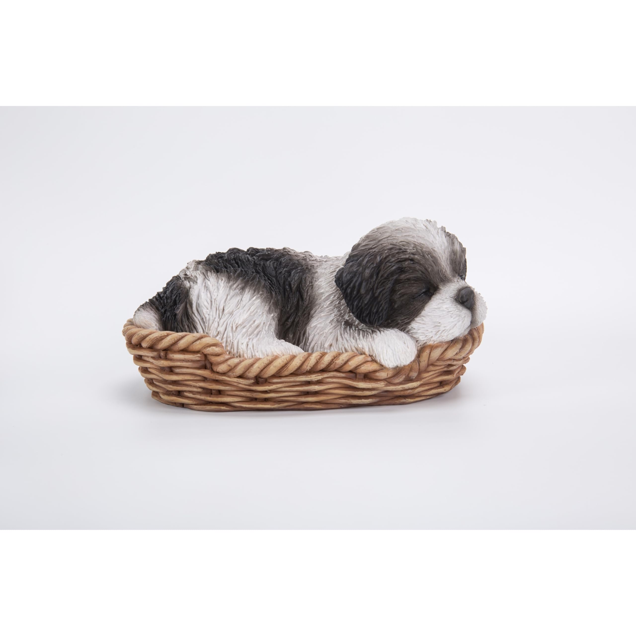 Hi-Line Gift Ltd 87710-A Wicker Basket Shih Tzu Statue