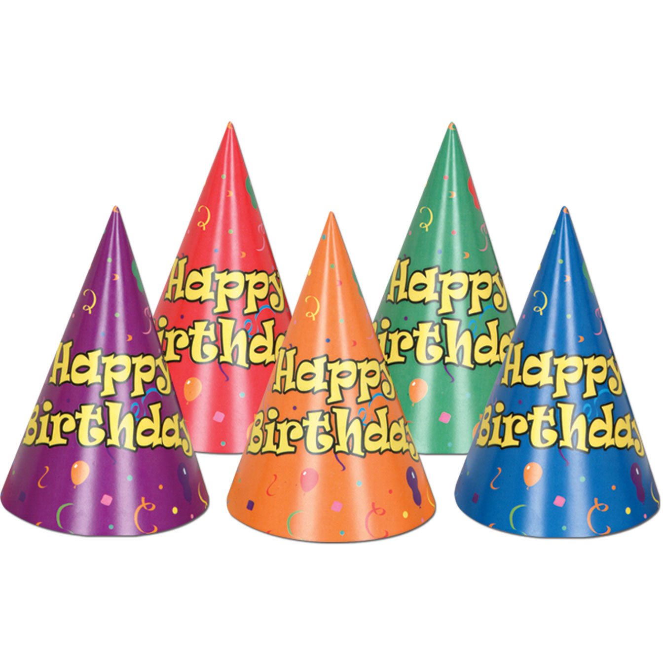 Balloon & Confetti Birthday Cone Hats (Pack of 144)
