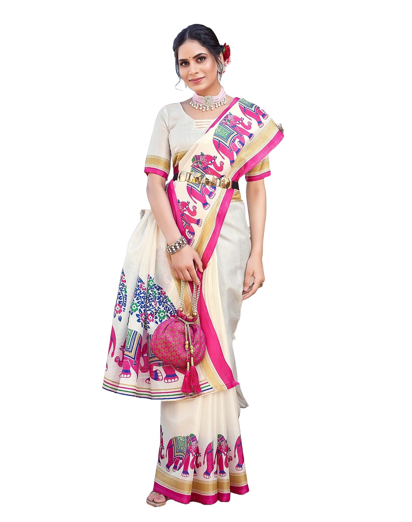 Yashika Women's Art Silk Saree Printed Saree With Unstitched Blouse Material - Suitable For All Indian Occasions and Festivals (AZ-YS-OG-KALAMKARI 11 PINK)