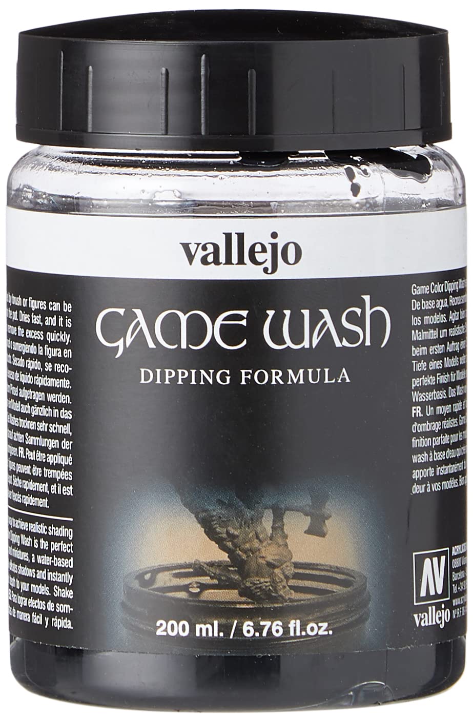 Vallejo - Game Color | Black Wash 200 ml (6.76 fl.oz.) | Acrylic Paint for Applying Shading and Highlight Effects on Miniatures and Modeling Projects