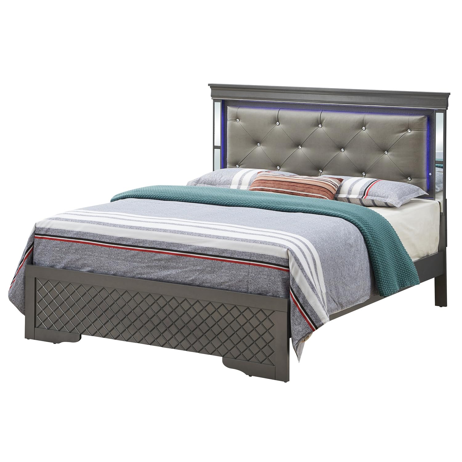 Verona Metalic Black Full Panel Beds