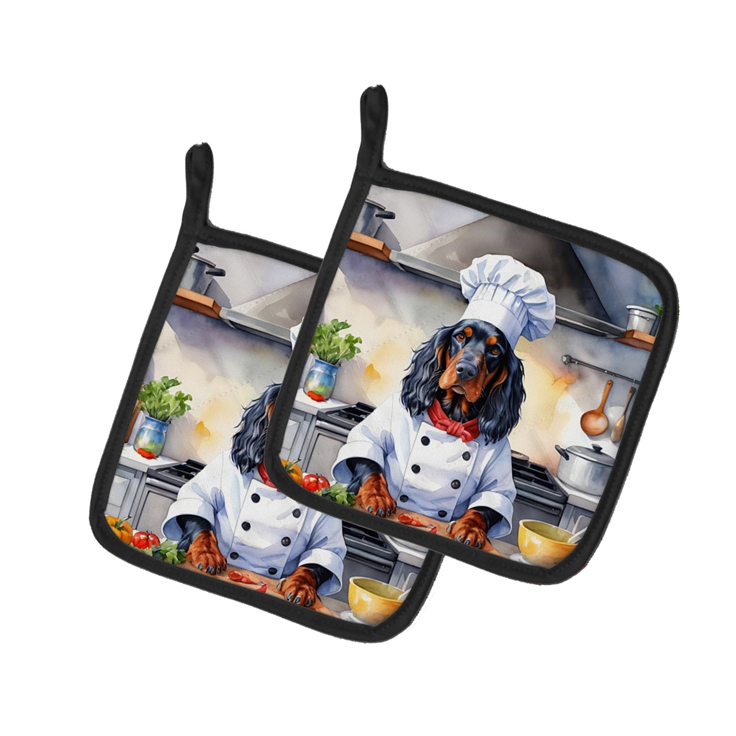 Gordon Setter The Chef Pair of Pot Holders