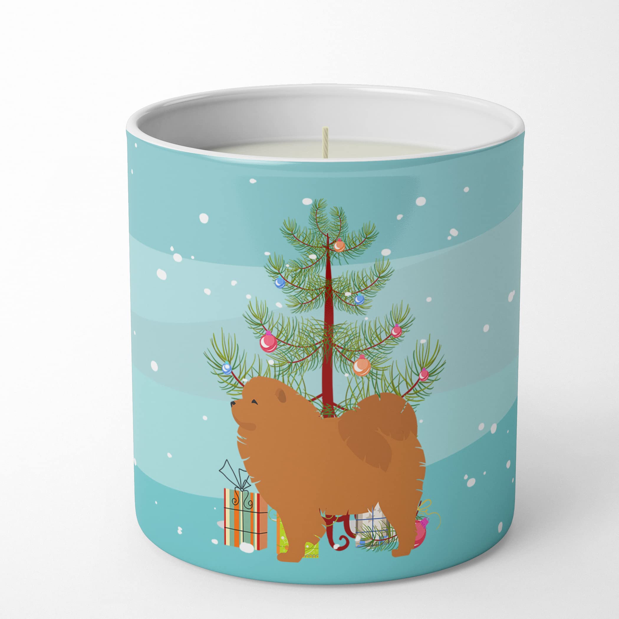 Carolines Treasures BB2969CDL Chow Chow Merry Christmas Tree 10 oz Decorative Soy Candle Nature Soy Wax Essential Oil Home Decor Ideal for Bedroom Kitchen Bath Office Gift, 10 oz