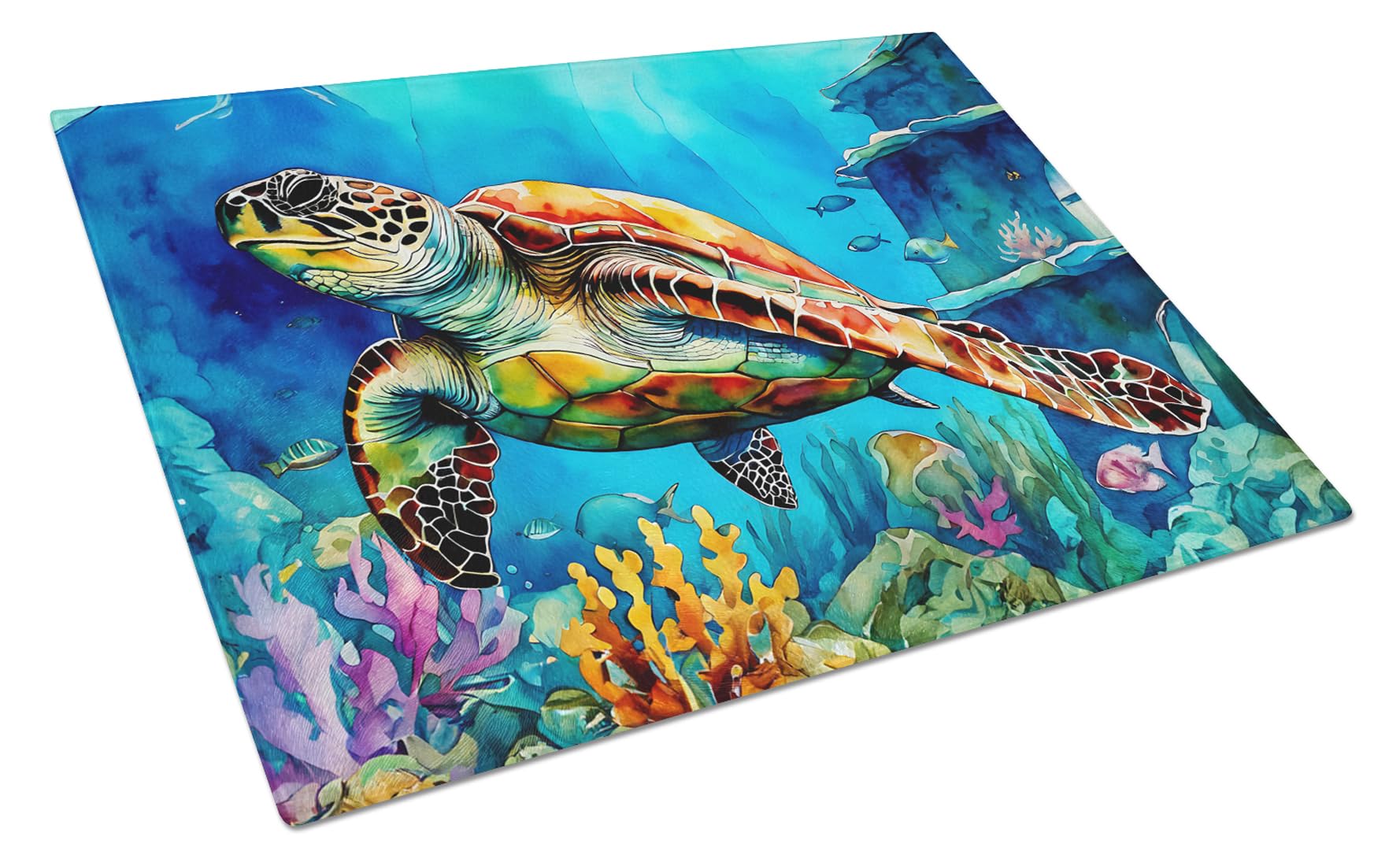 Carolines Treasures DAC2805LCB Loggerhead Sea Turtle Glass Cutting Board Large Decorative Tempered Glass Kitchen Cutting and Serving Board Large Size Chopping Board
