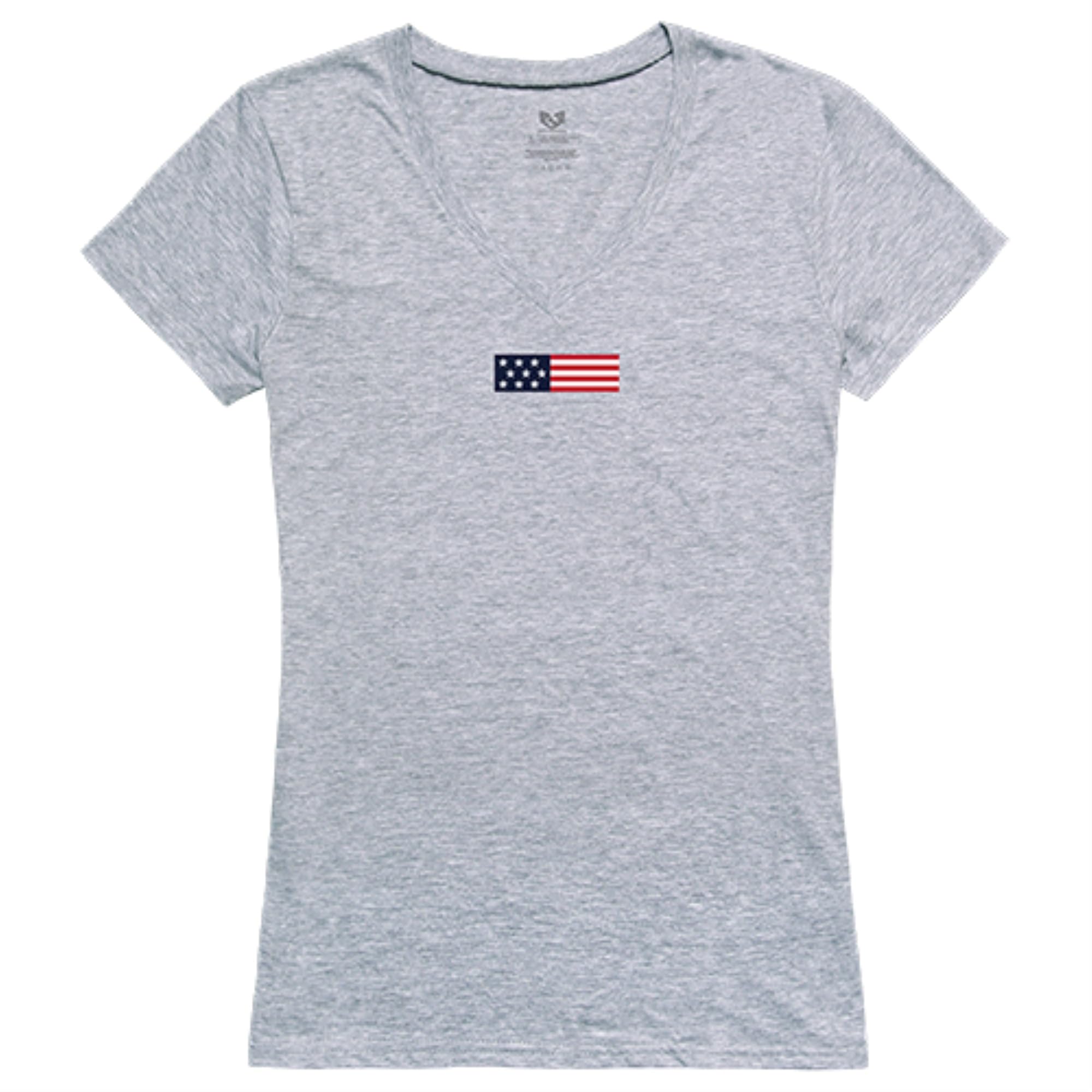 Graphic V-Neck, US Flag 1, H.Grey, S