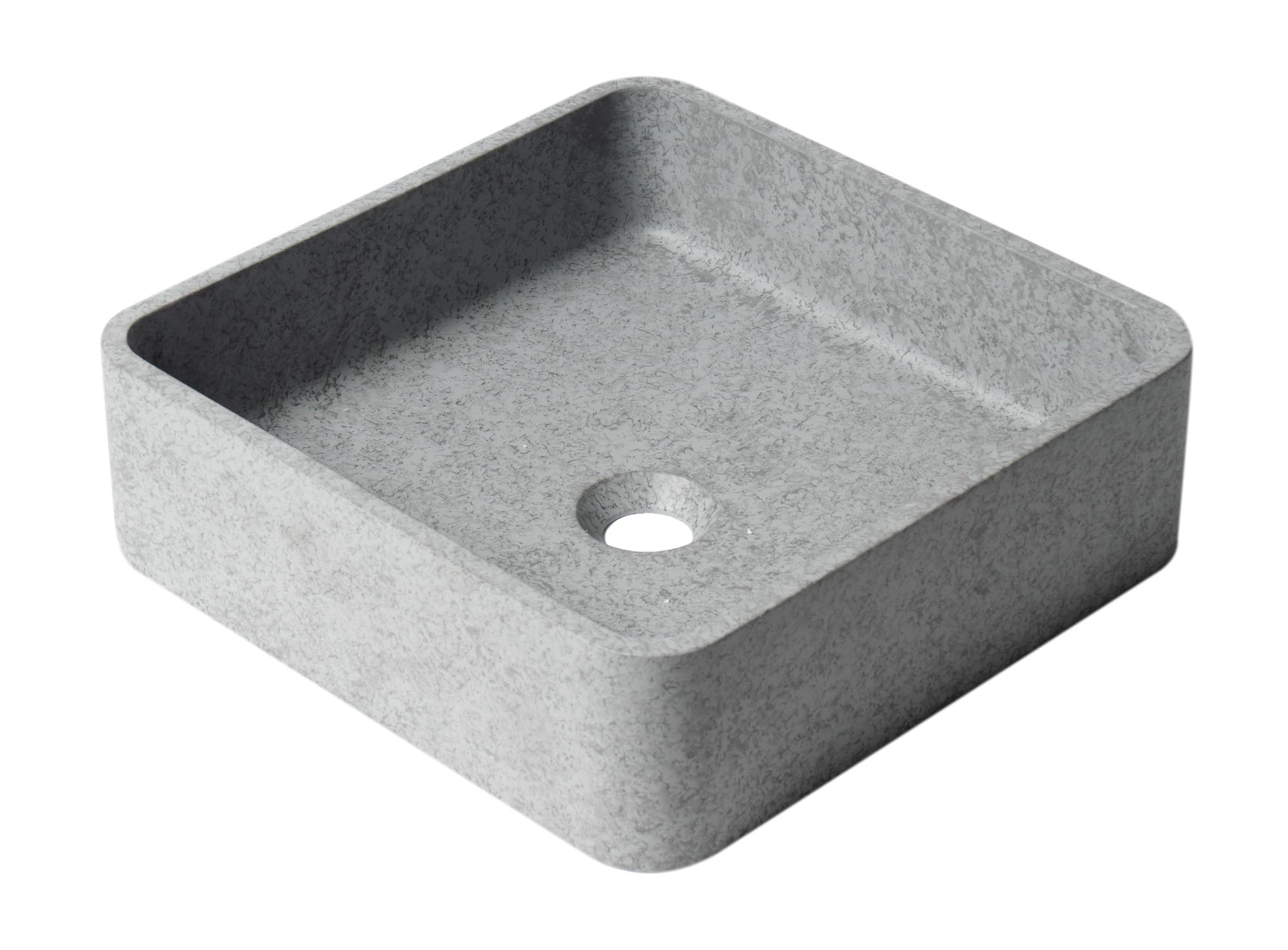 16 Solid Concrete Chiseled Style Square Above Mount Vessel Sink