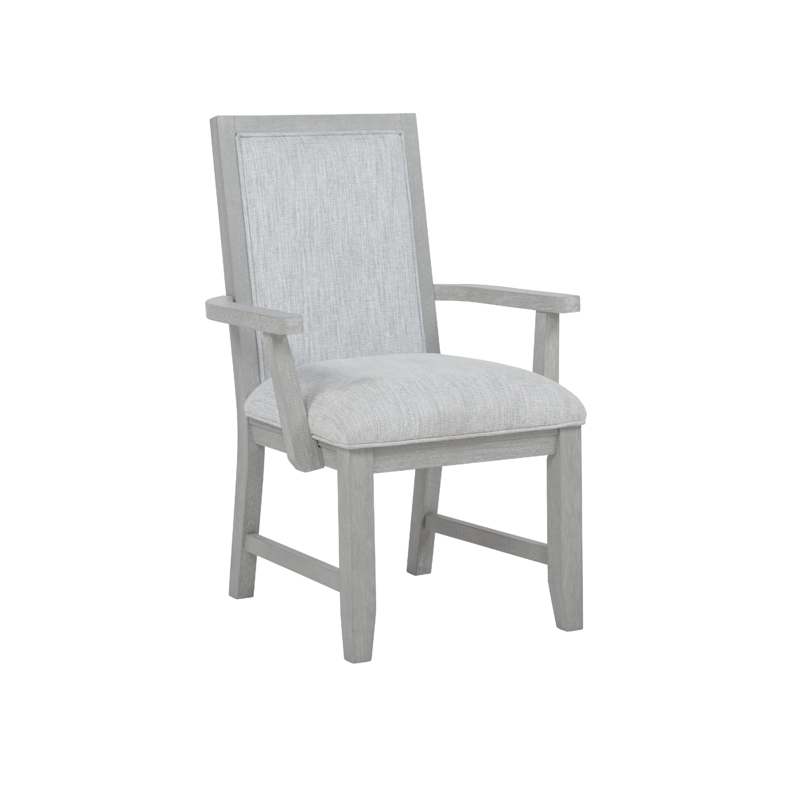 Ion Dining Armchair Set of 2, Padded Polyester Seat, Mist Gray Wood
