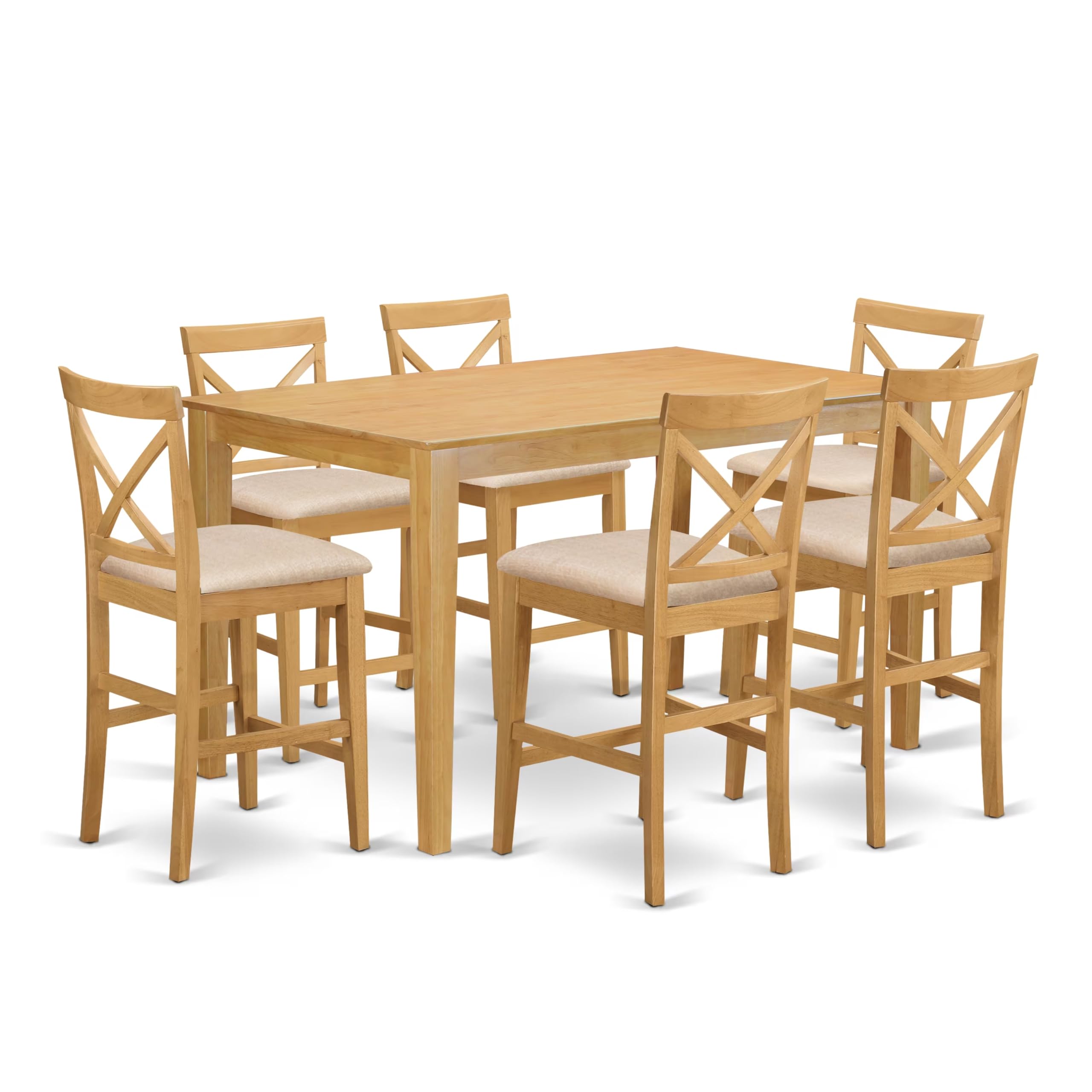 CAPB7H-OAK-C 7 Pc counter height Dining room set-pub Table and 6 bar stools with backs